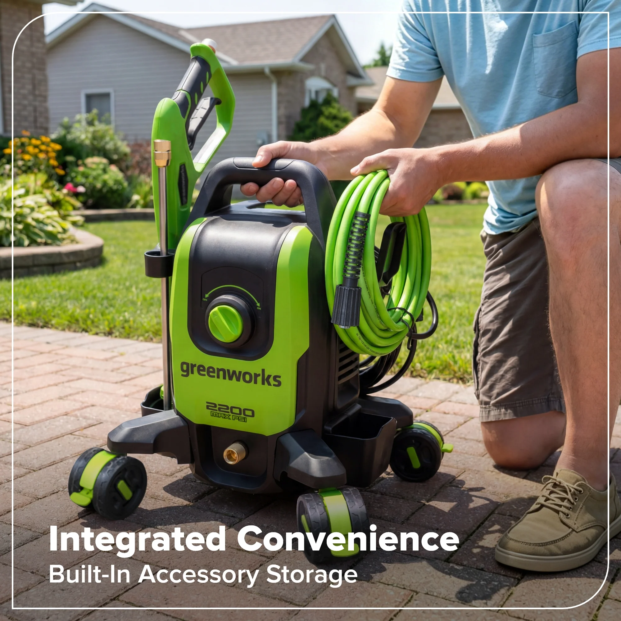 2200-PSI 1.2 GPM Four-Weel Electric Pressure Washer with 5 Nozzles & Detergent Tank - Image 11