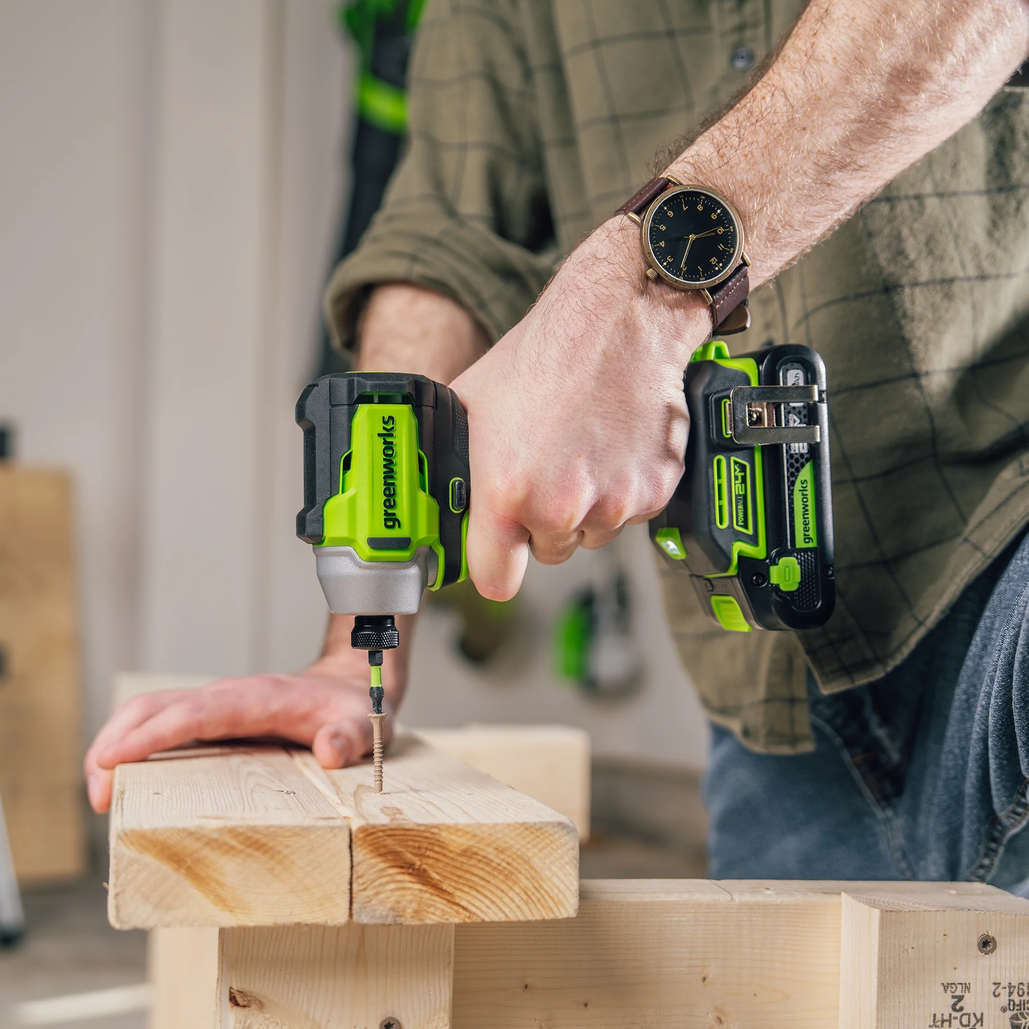 24V PowerAll 1,900 In-Lb Impact Driver, with 2.0 Ah USB-C Battery, 30W USB-C Charger Block, 3' 100W USB-C Cable, Belt Clip - Image 3