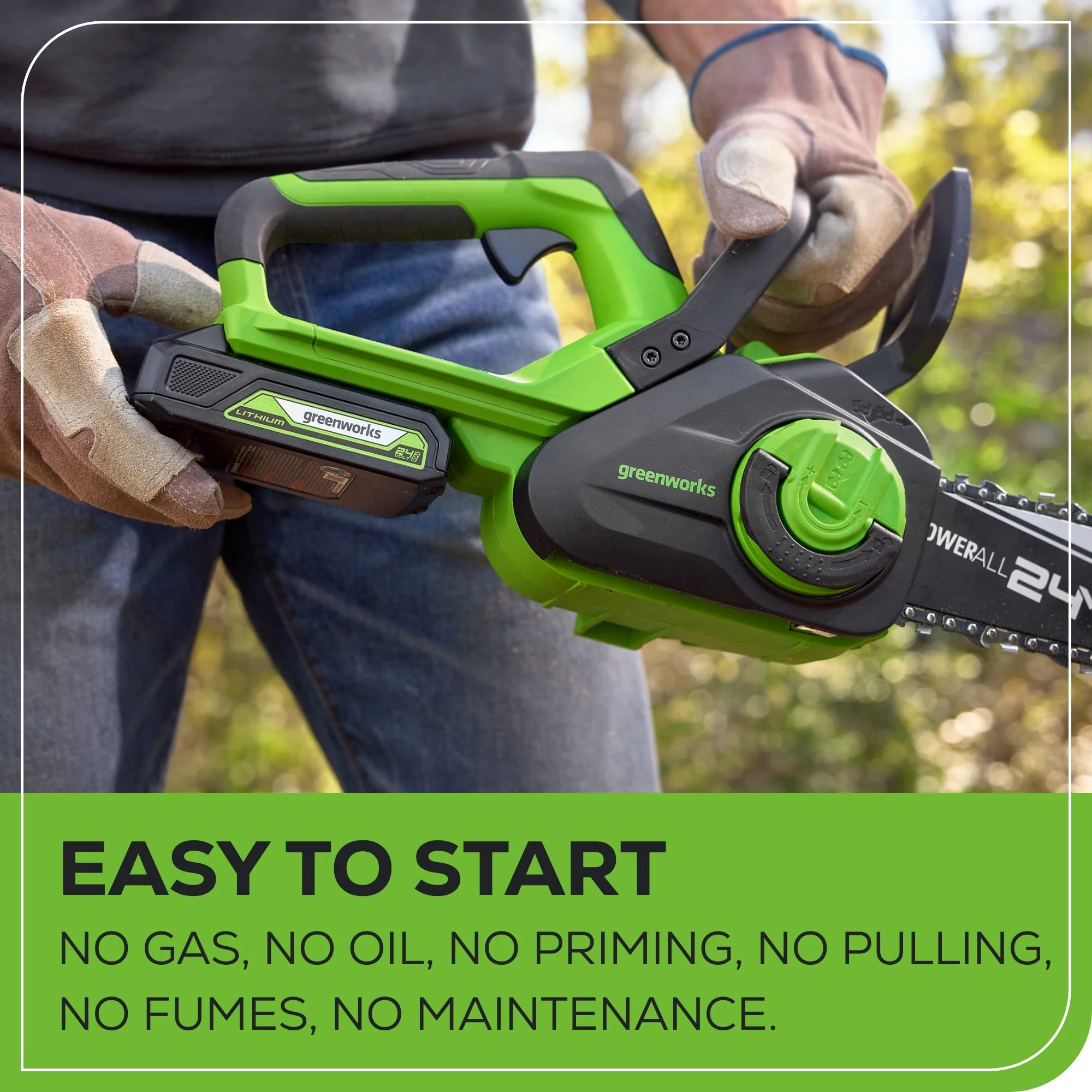24V 10" Cordless Battery Chainsaw: 2.0 Ah USB Battery and Charger - Image 7