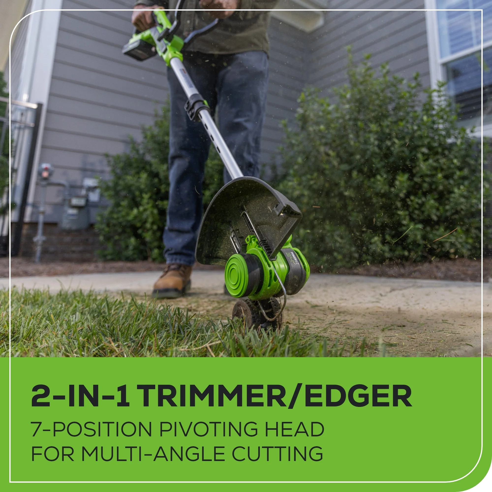 24V 12" Cordless Battery String Trimmer and Edger: 2.0 Ah USB Battery and Charger - Image 6
