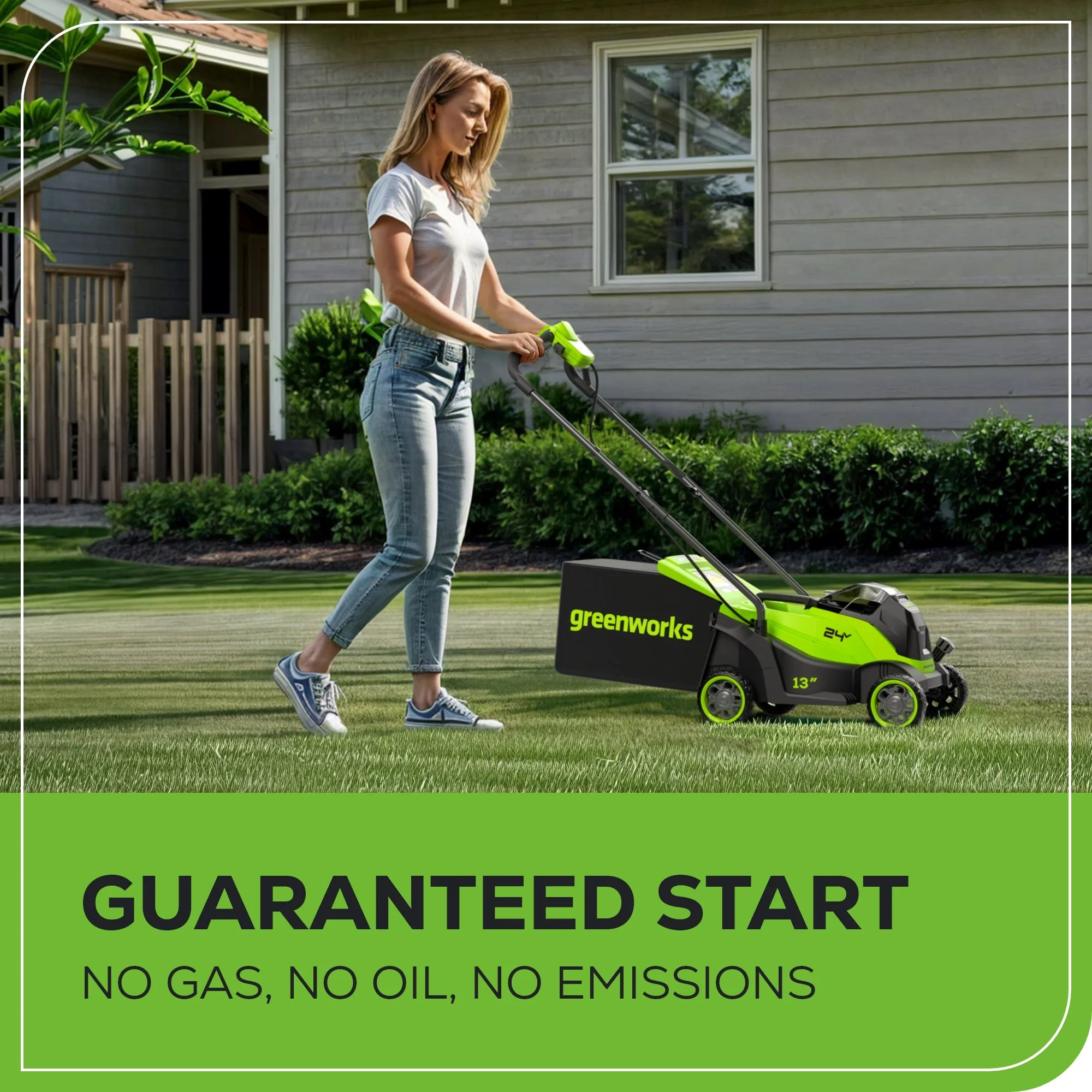24V 13" Cordless Battery Brushless Push Lawn Mower: 4.0 Ah Battery and Charger, LM1322 - Image 6