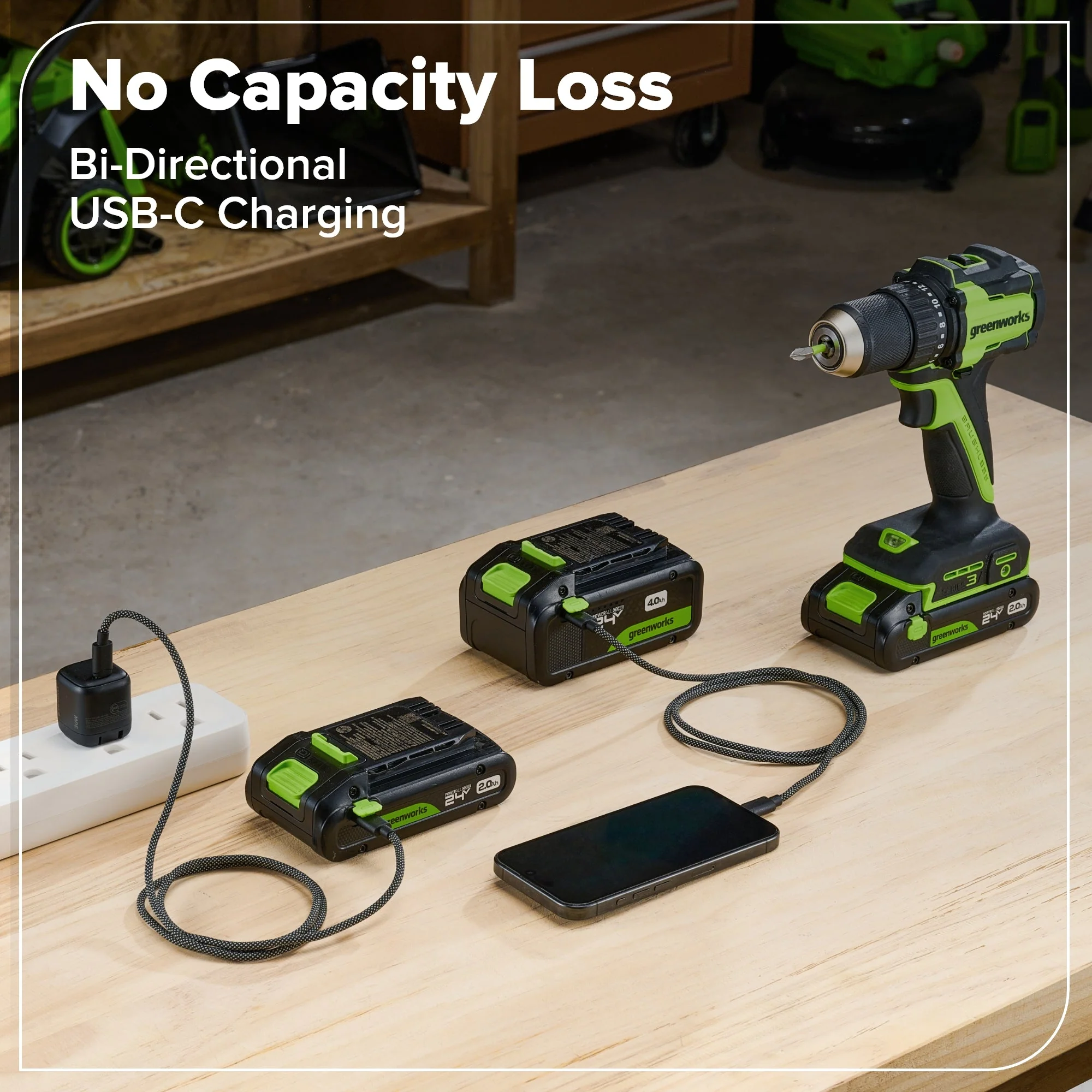 24V 1/4" 1950 in/lbs Brushless Impact Driver Kit: 2.0 Ah USB-C Batteries and 30W USB-C Fast Charger - Image 10