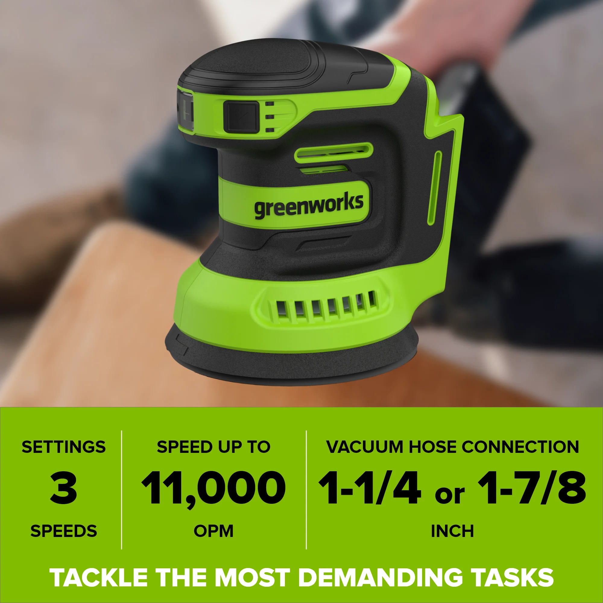 24V PowerAll Orbital Sander, Tool Only, with (3) Pieces of 80 Grit Sanding Paper - Image 2