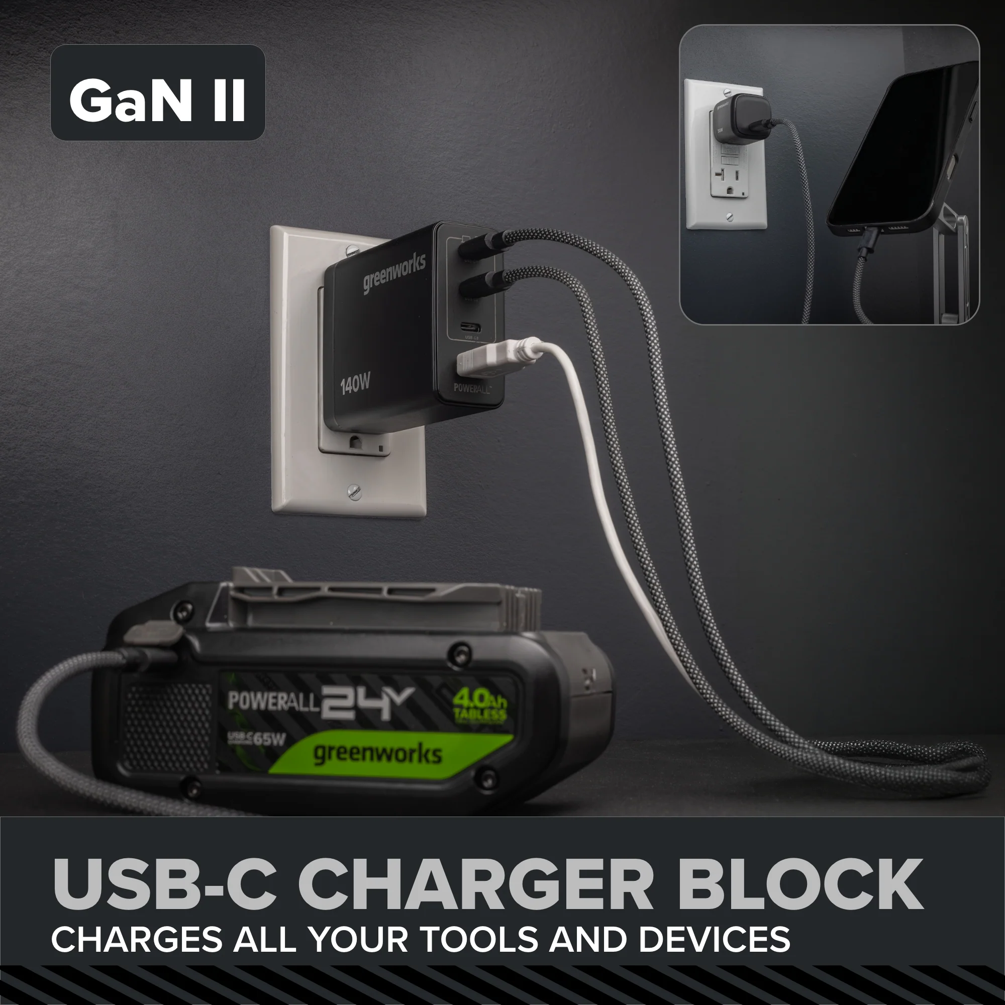 24V PowerAll Pro 1,350 in-lb 1/2" Hammer Drill, with 2.0 Ah USB-C Battery, 65W Charger, Belt Clip, and Auxiliary Handle - Image 20