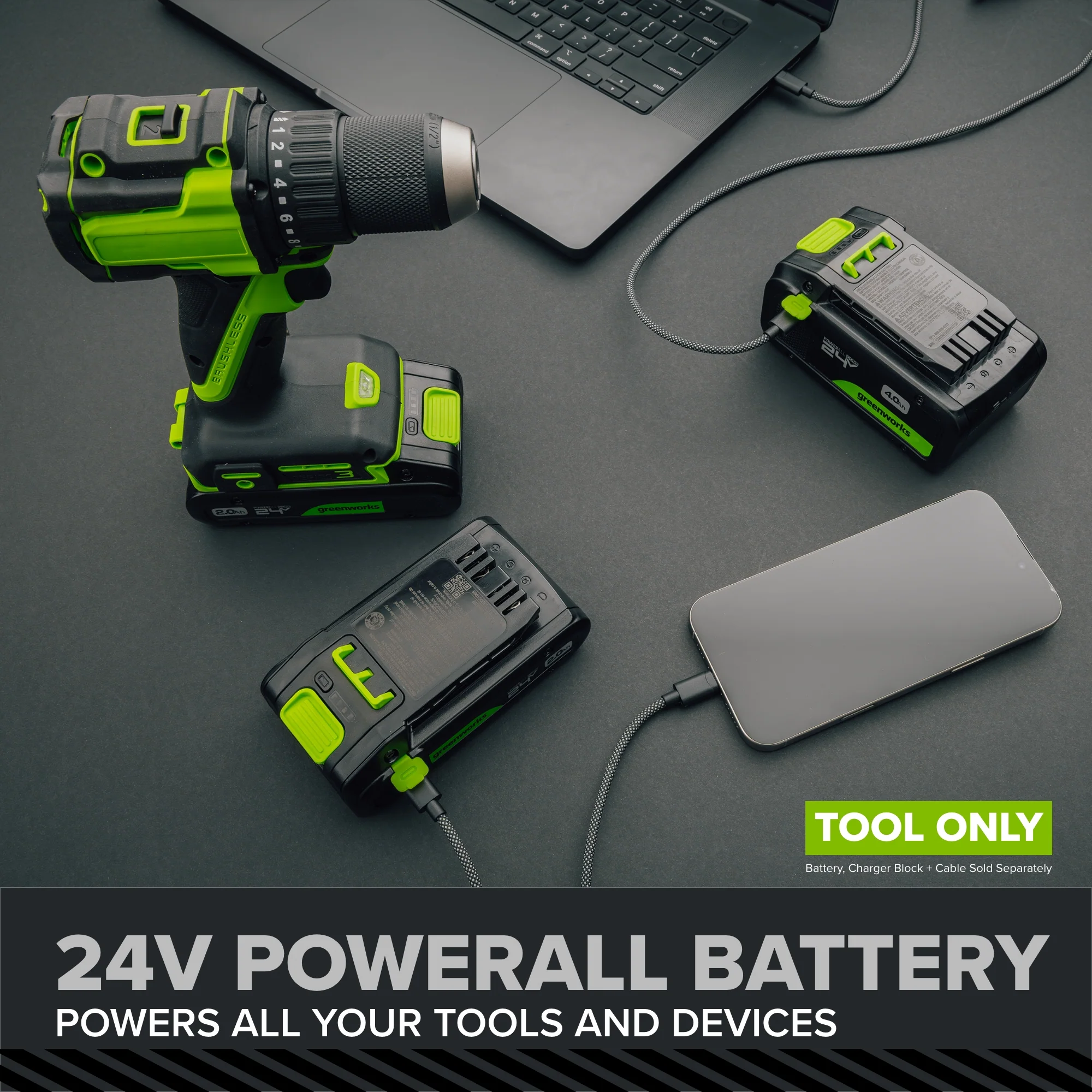 24V PowerAll Pro 560 ft-lb Breakaway Torque 1/2" Impact Wrench, Tool Only - Image 17