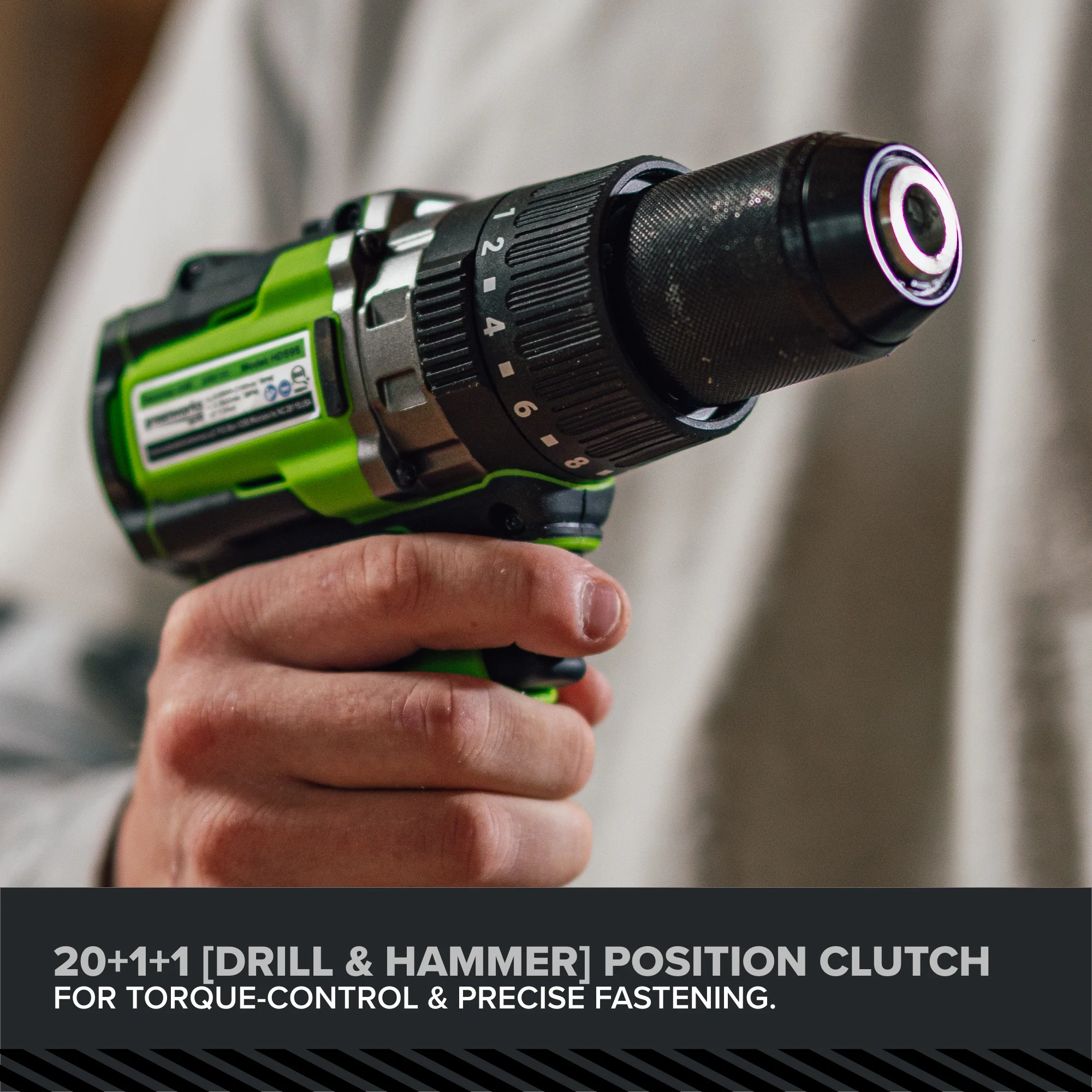 24V PowerAll Pro 850 in-lb 1/2" Hammer Drill, with 2.0 Ah USB-C Battery, 30W Charger, Belt Clip, and Auxiliary Handle - Image 13