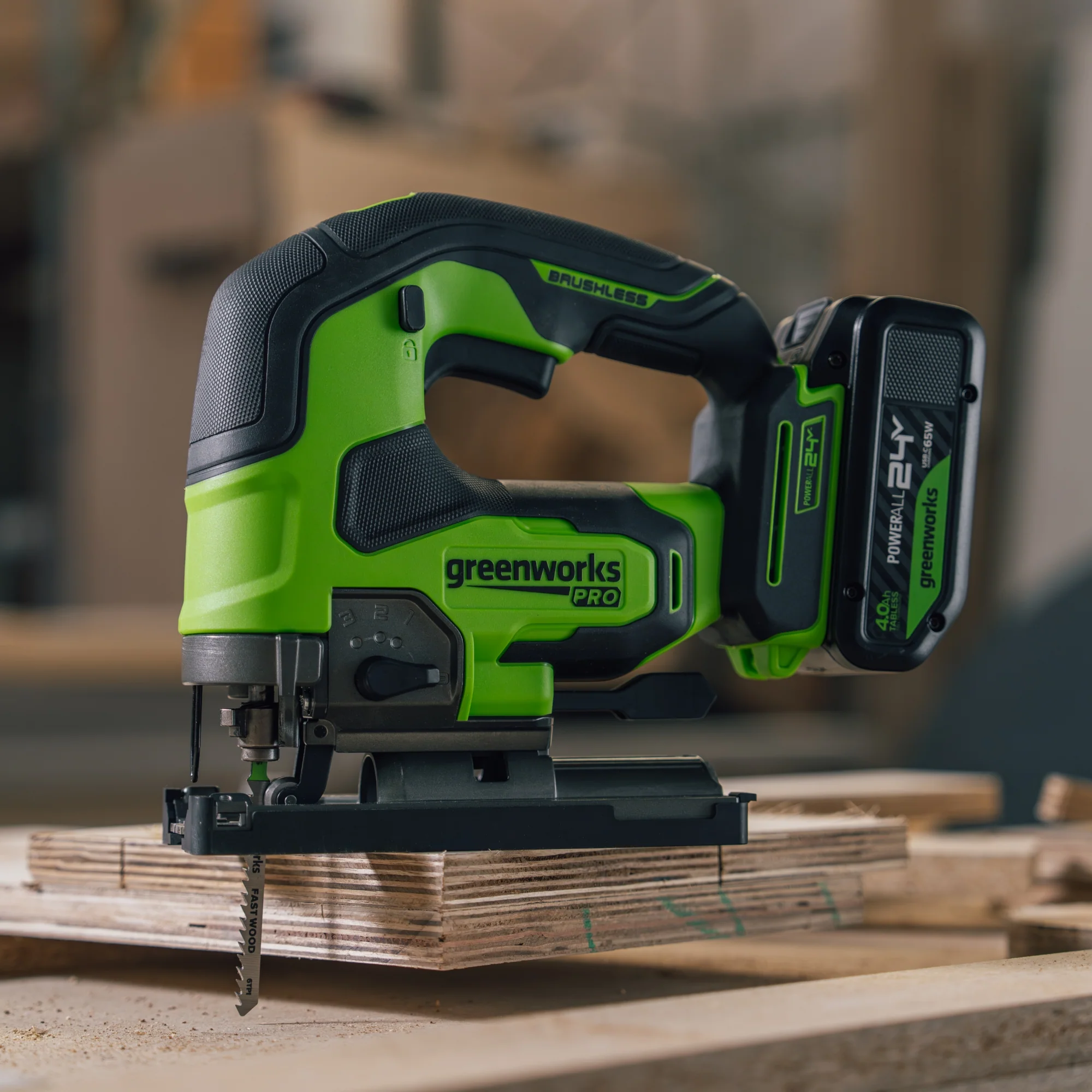 24V PowerAll Pro Jigsaw with Dust Port Adapter, Blade, and VAC Shroud - Image 3
