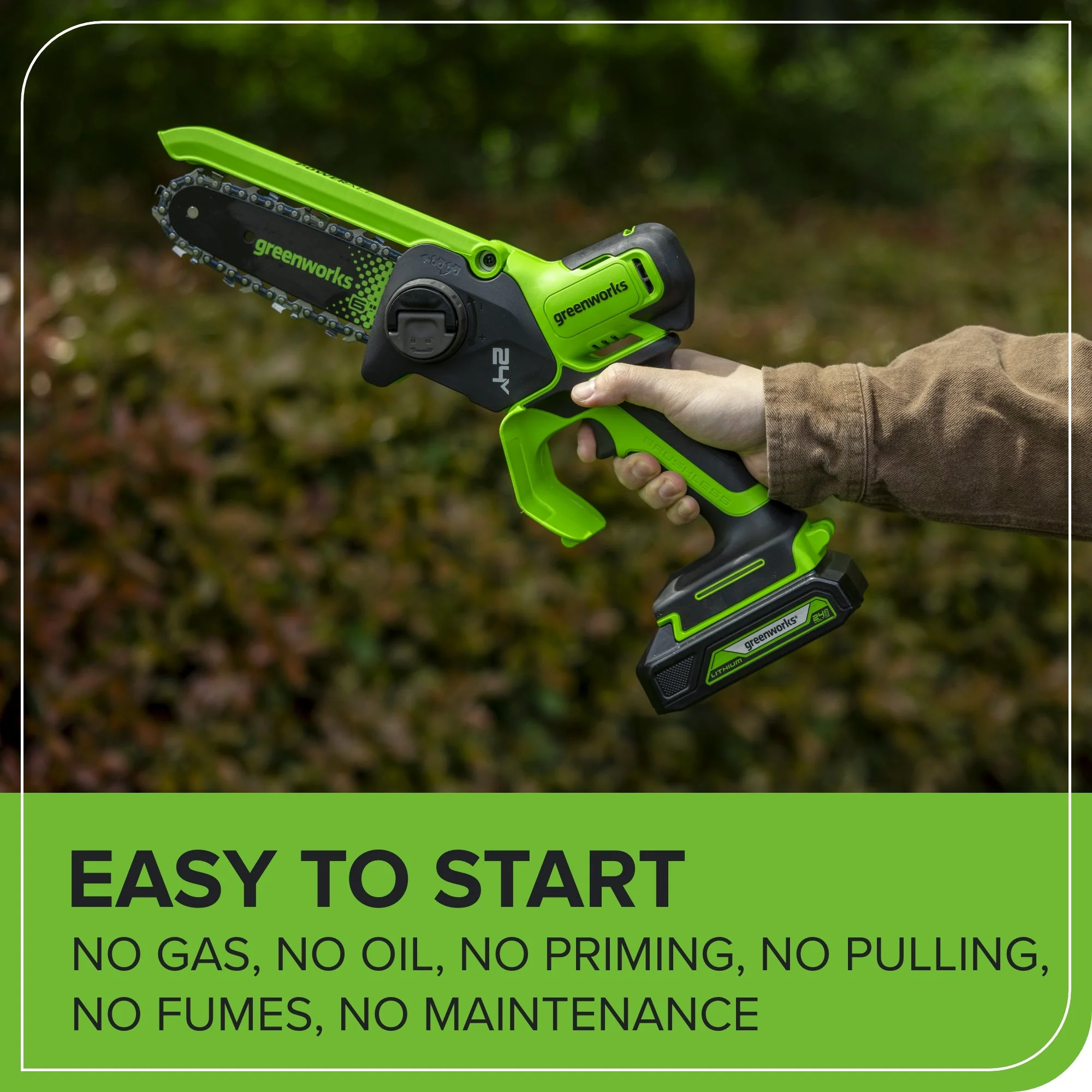24V 6" Gen 2 Cordless Battery Brushless Pruner Saw: 2.0 Ah Battery and 2A Charger - Image 6