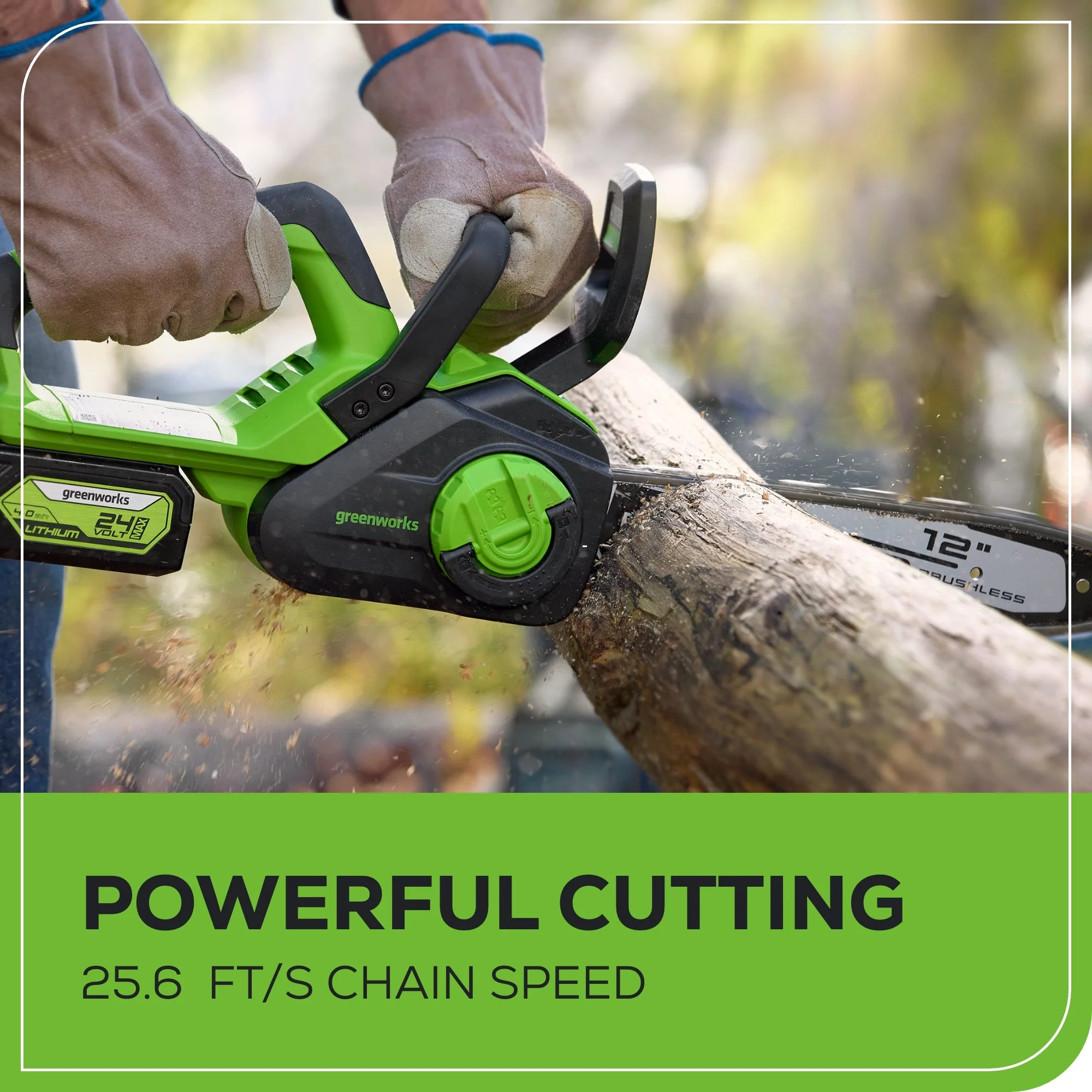 24V 12" Cordless Battery Chainsaw: 4.0 Ah USB Battery and Charger - Image 5
