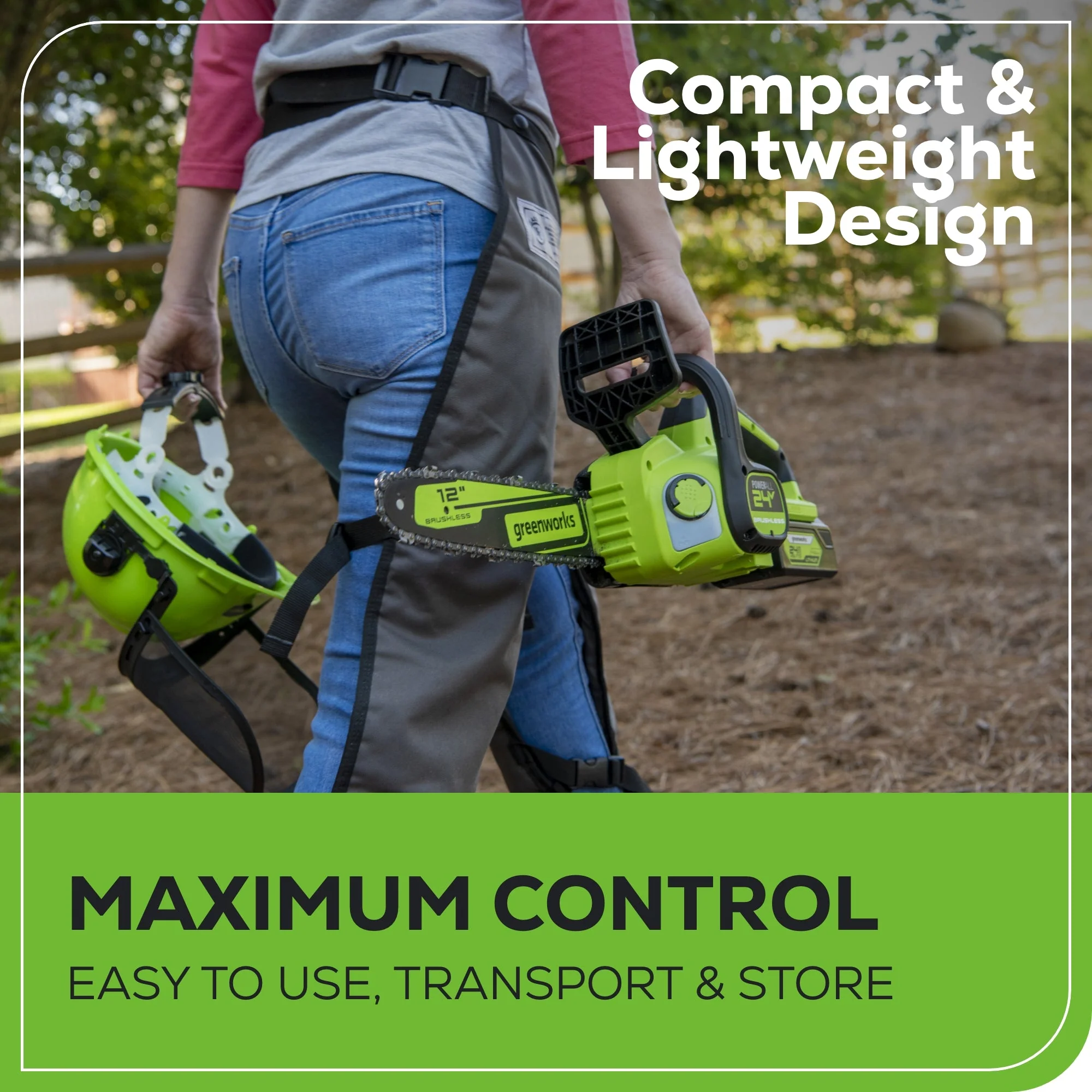 24V 12" Cordless Battery Chainsaw: 4.0 Ah USB Battery and Charger - Image 6
