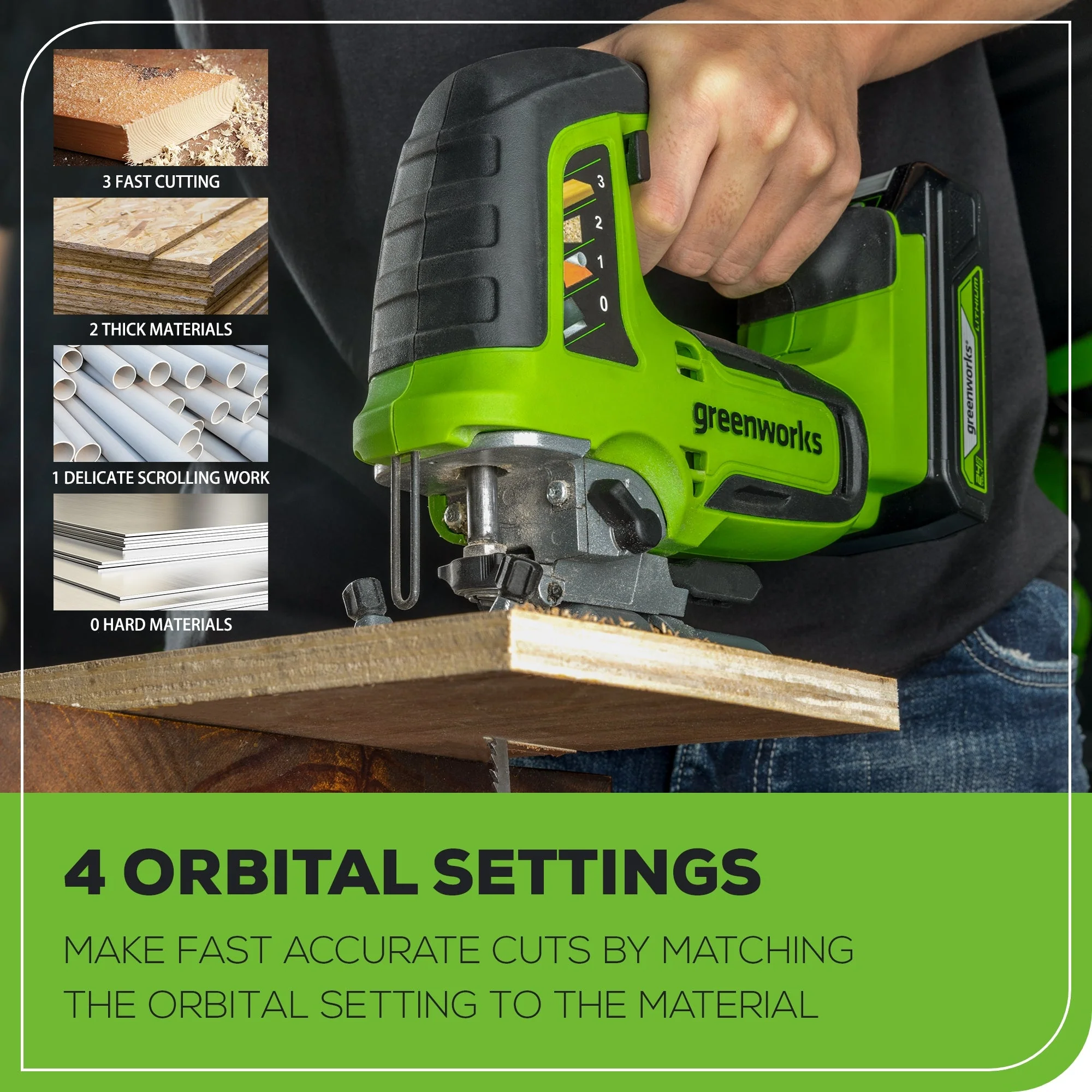 24V Cordless Battery Jig Saw: 4.0 Ah USB Battery and Charger - Image 7