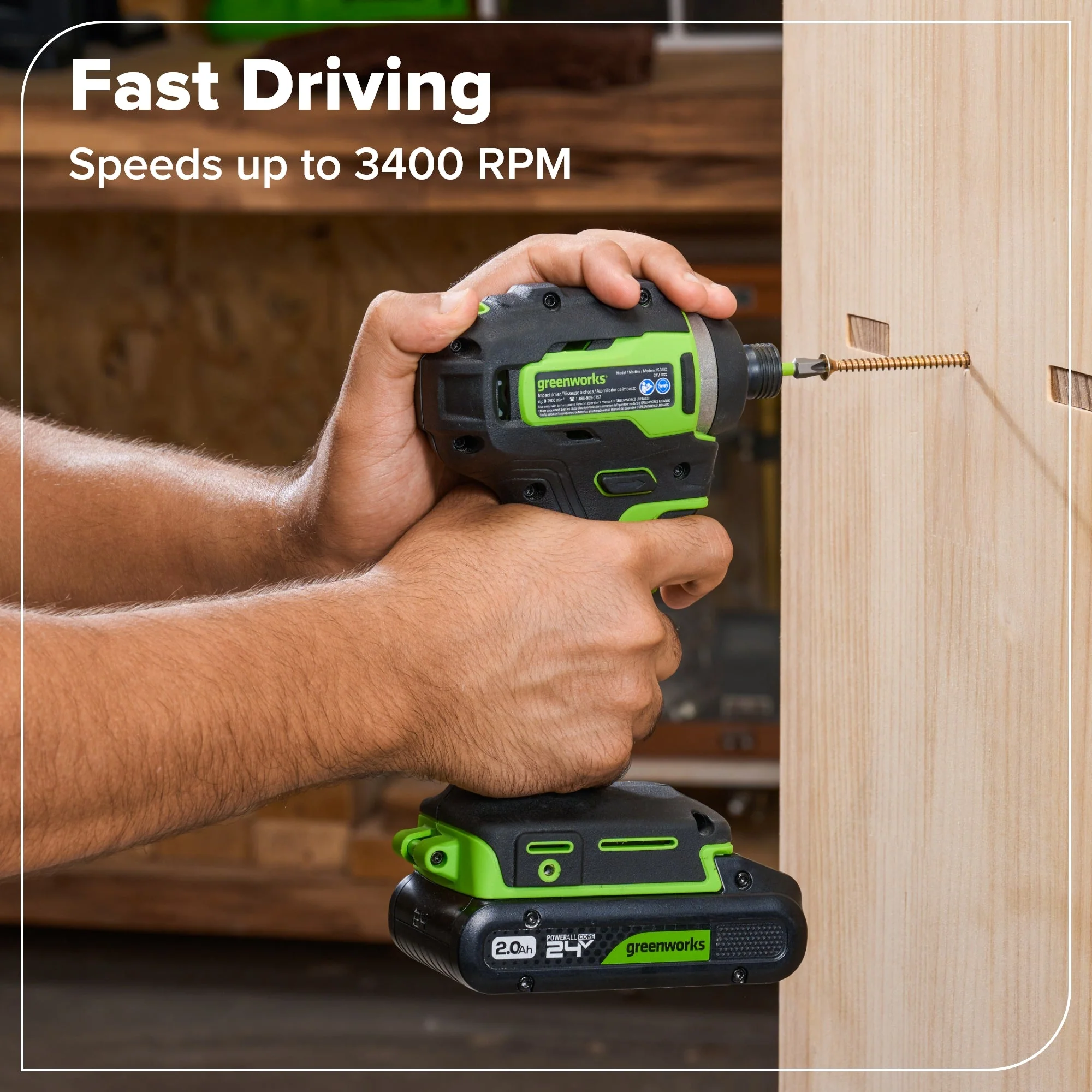 24V Brushless Power Tool 6PC Combo Kit w/ (1) 4.0Ah & (1) 2.0Ah USB-C Batteries and Charger - Image 13