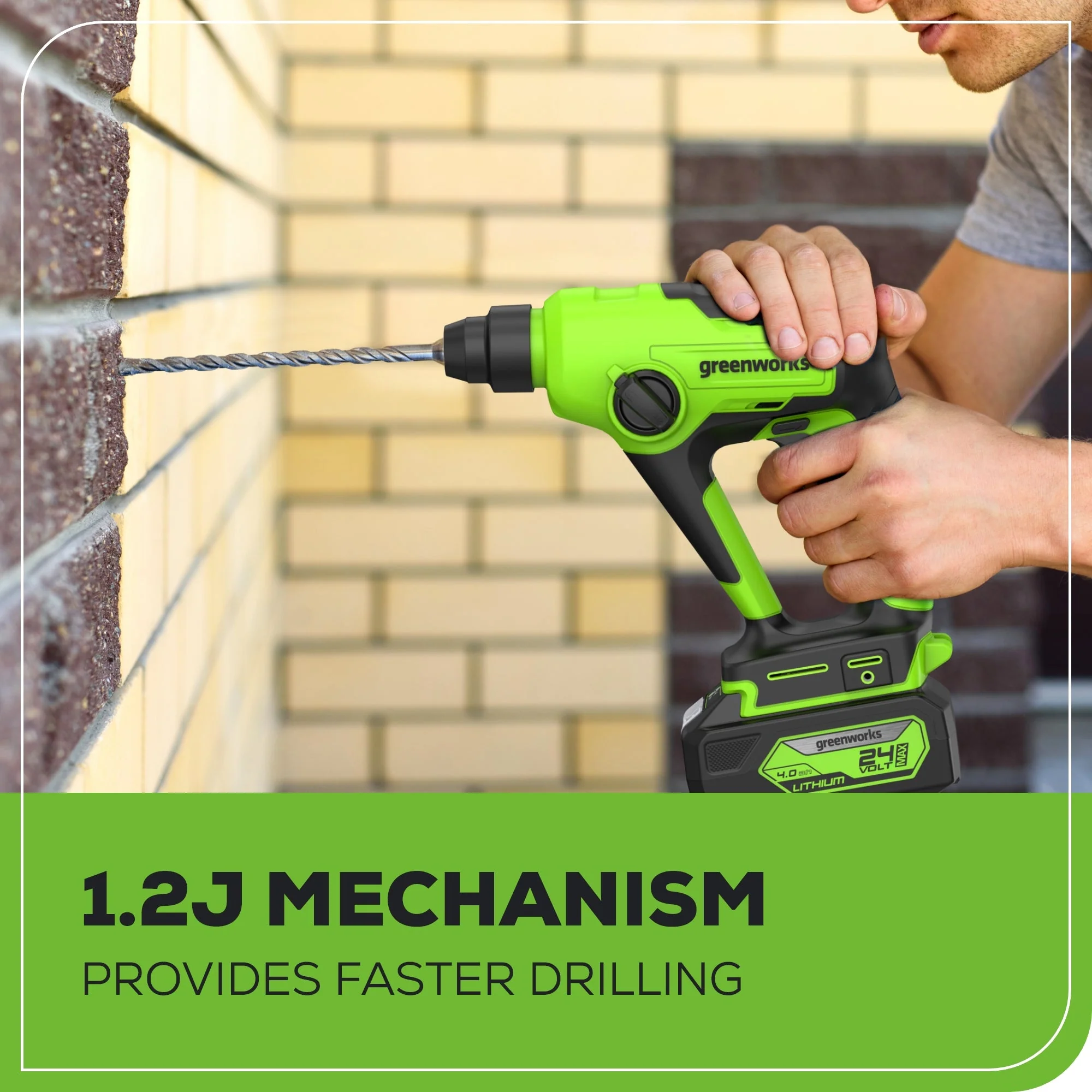 24V SDS 1.2J Brushless Rotary Hammer Drill w/ 4.0Ah Battery and Charger - Image 6