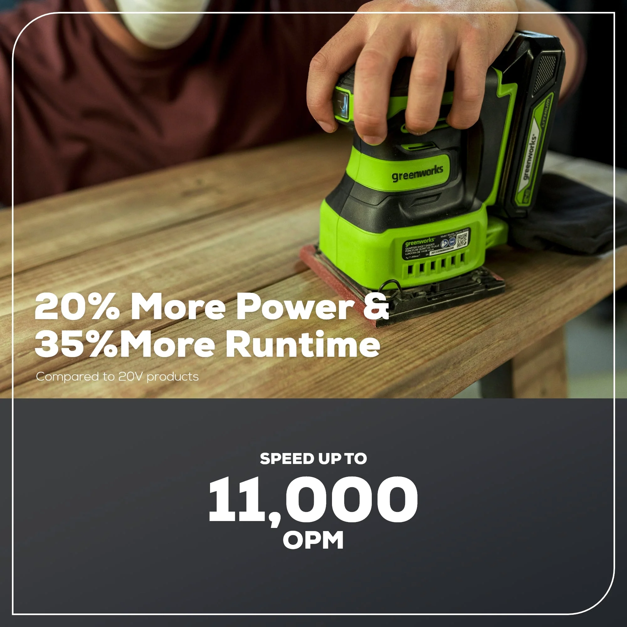24V Cordless Battery Quarter Sheet Sander: 2.0 Ah Battery and Charger - Image 2