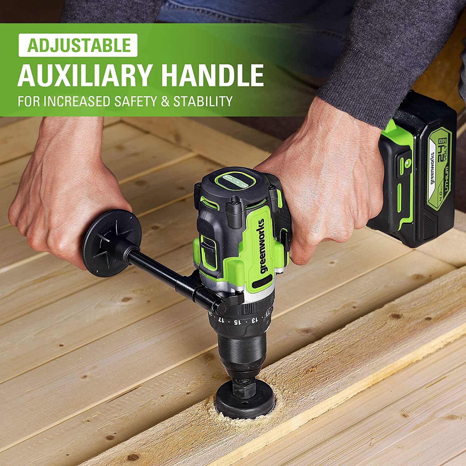 24V 1/2" 1240 in/lbs Hammer Drill: 4.0 Ah Battery and Charger - Image 5