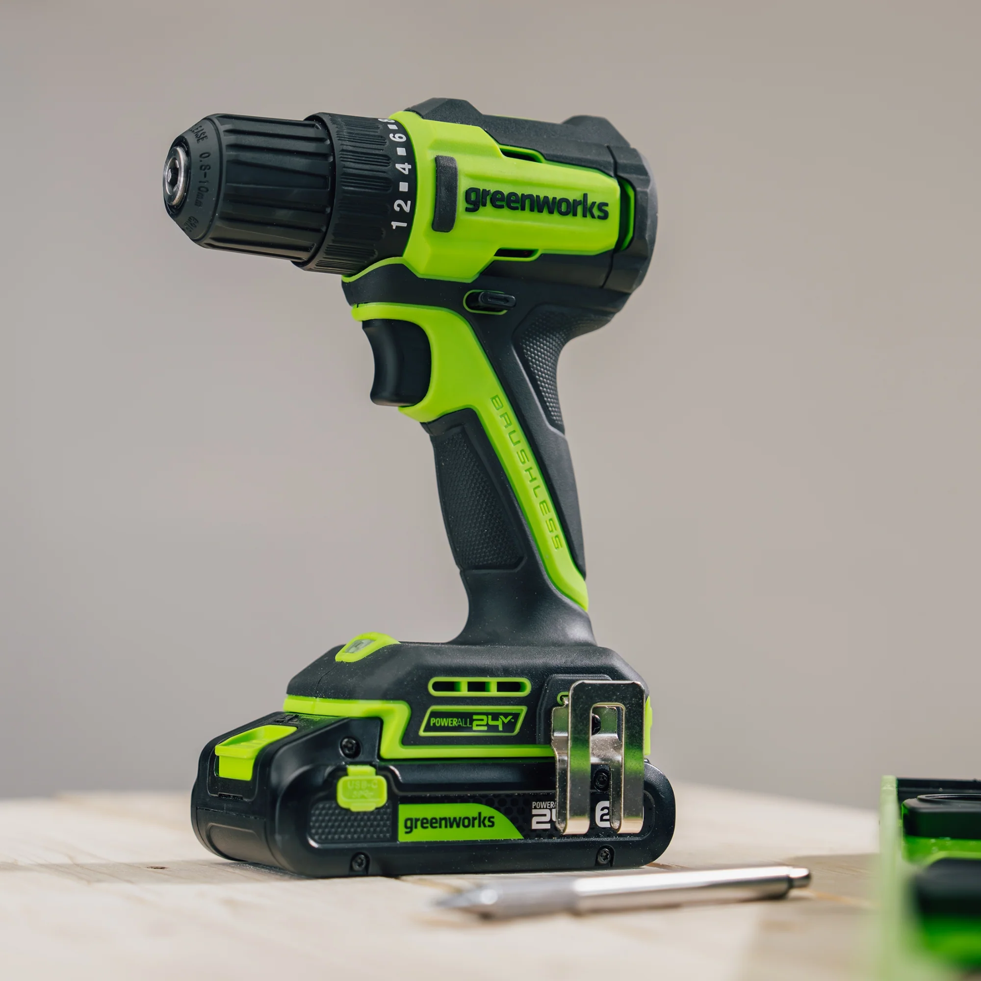 24V PowerAll 3/8" 280 in-lb Drill, with 2.0 Ah USB-C Battery, 30W USB-C Charger Block, 3' 100W USB-C Cable - Image 3