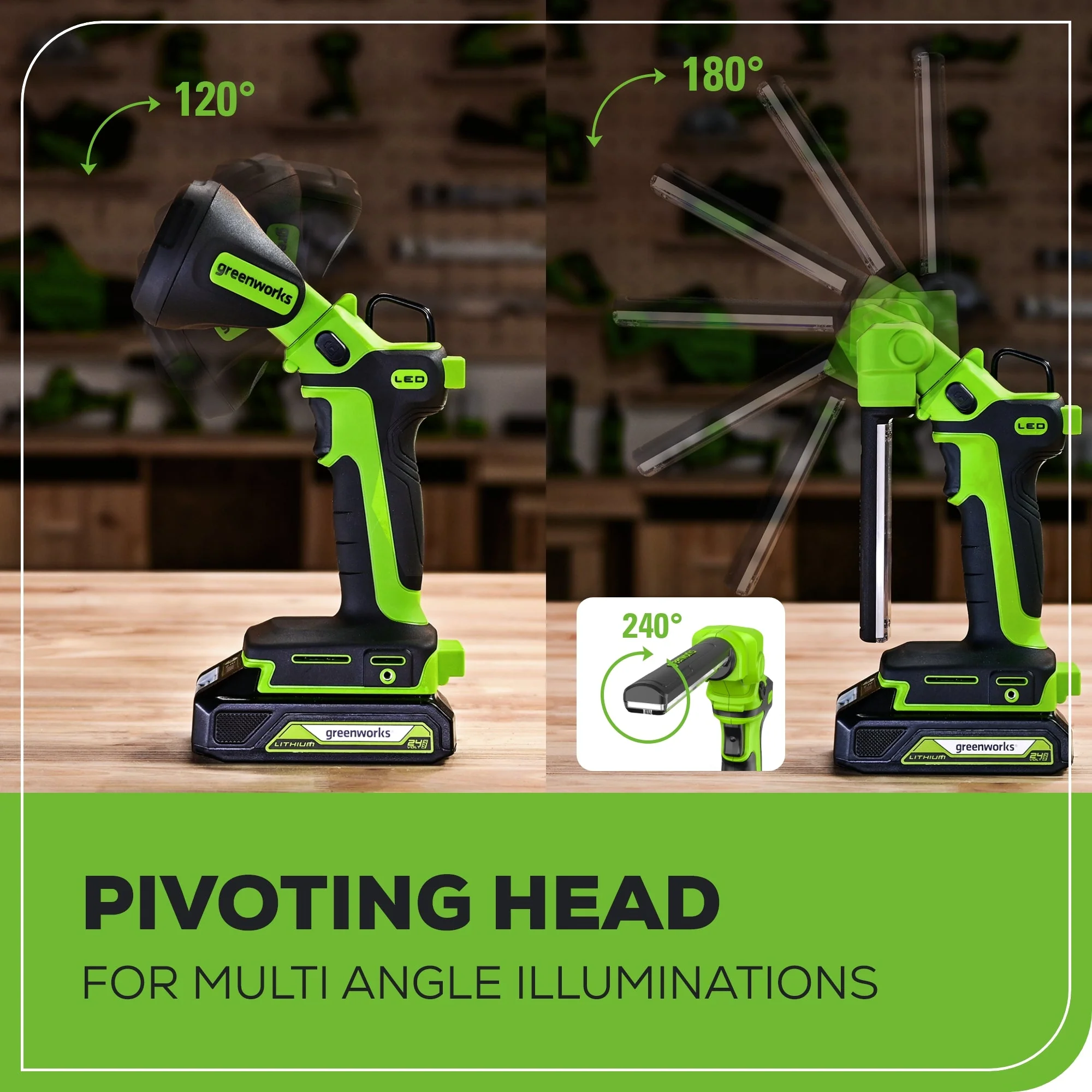 24V Cordless Battery 2-in-1 Work Light: 2.0 Ah Battery and Charger - Image 7