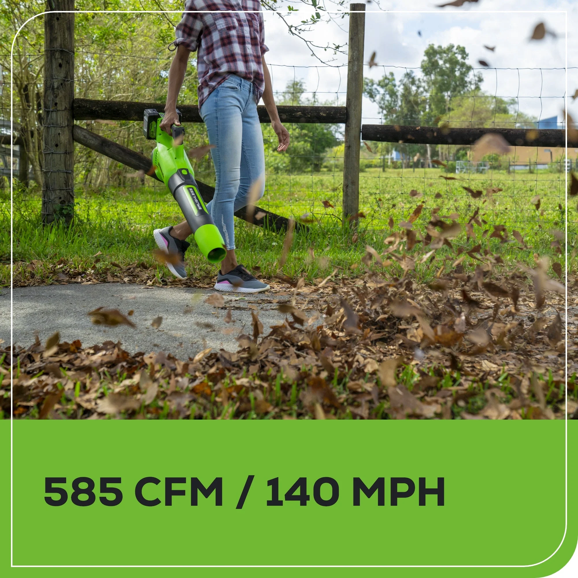 48V (24V x 2) 585 CFM Cordless Battery Leaf Blower w/ (2) 4.0 Ah USB Batteries & Dual Port Charger - Image 6