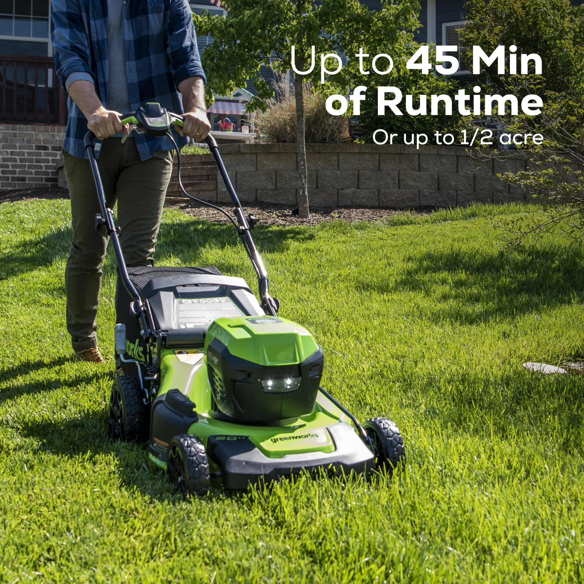 48V (24V x 2) 20" Cordless Battery Push Mower: (2) 4.0 Ah USB Batteries and Dual-Port Rapid Charger, LM2002 - Image 5