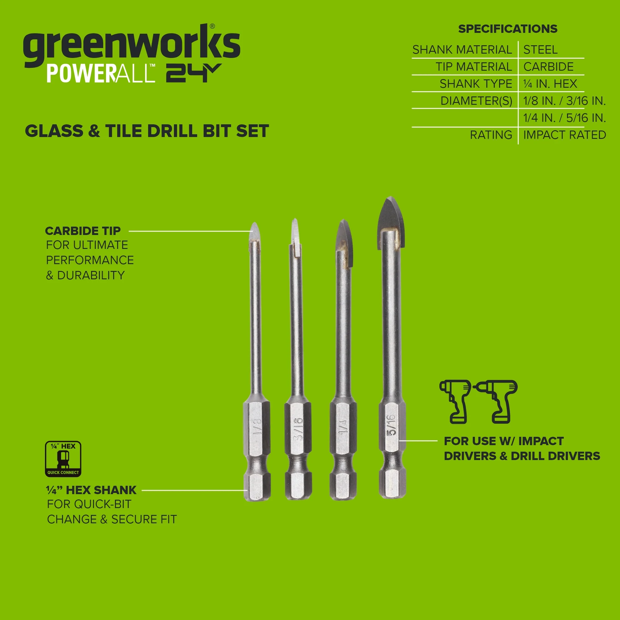 4-PC Glass and Ceramic Bit Set - Image 3
