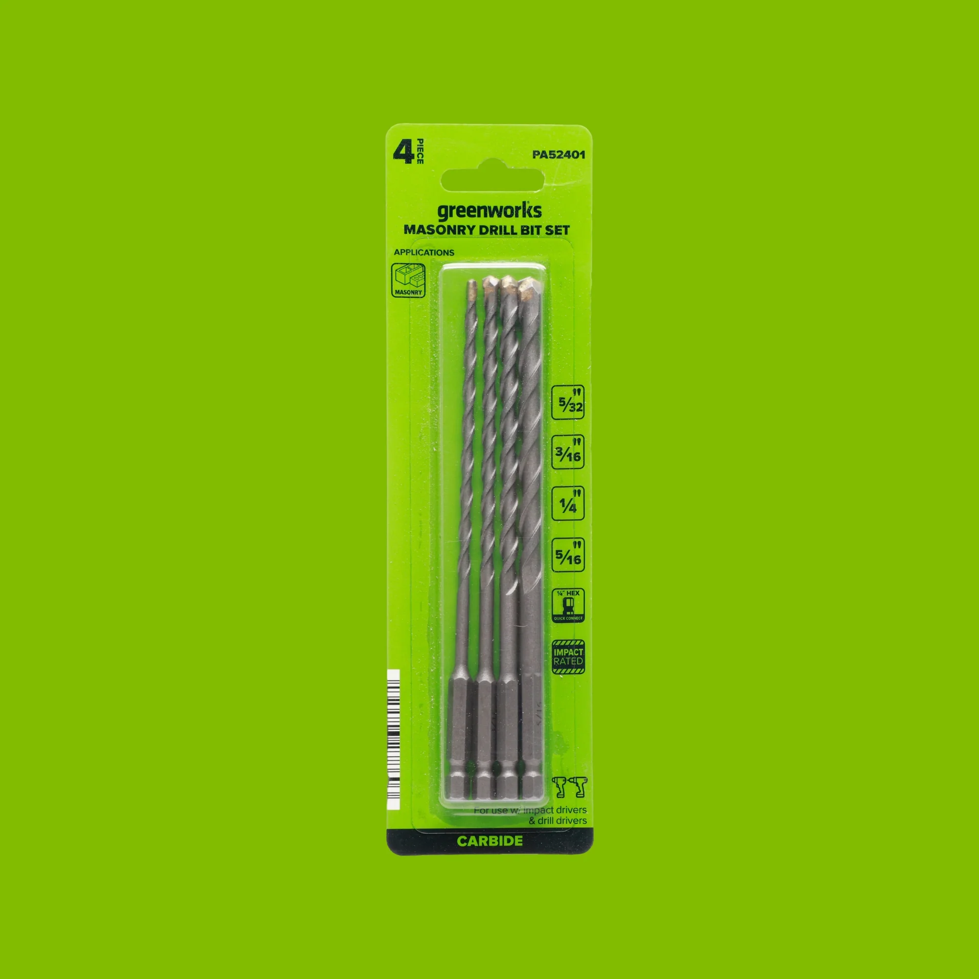 4-PC Hex Shank Masonry Drill Bit Set - Image 5