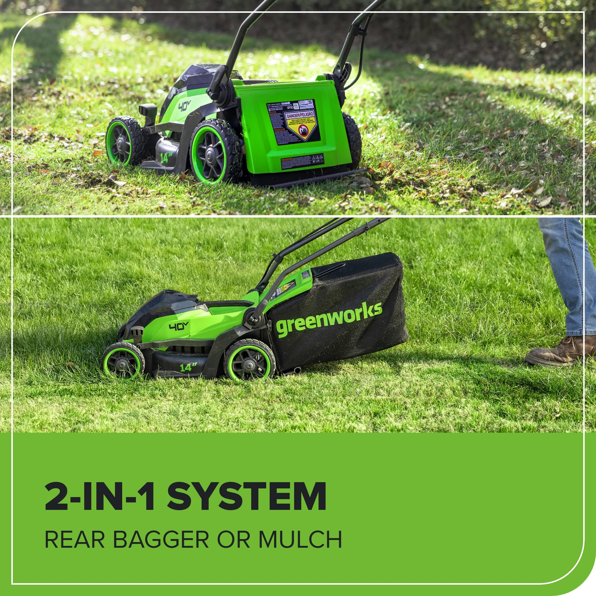 40V 14" Cordless Battery BL Push Lawn Mower: 4.0 Ah Battery and Charger, LM1414 - Image 10