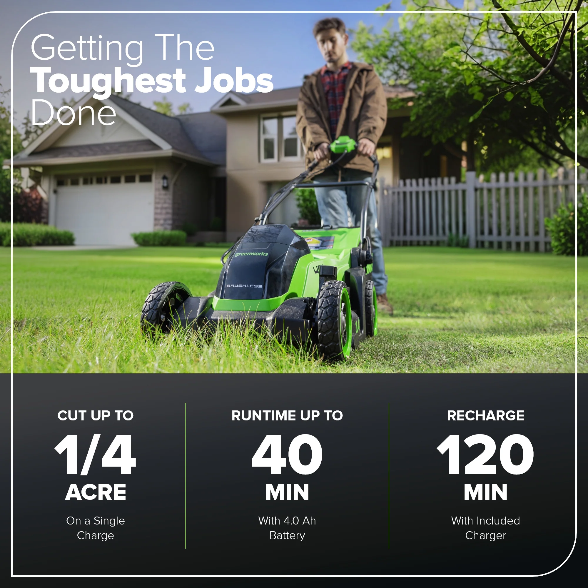 40V 14" Cordless Battery BL Push Lawn Mower: 4.0 Ah Battery and Charger, LM1414 - Image 4