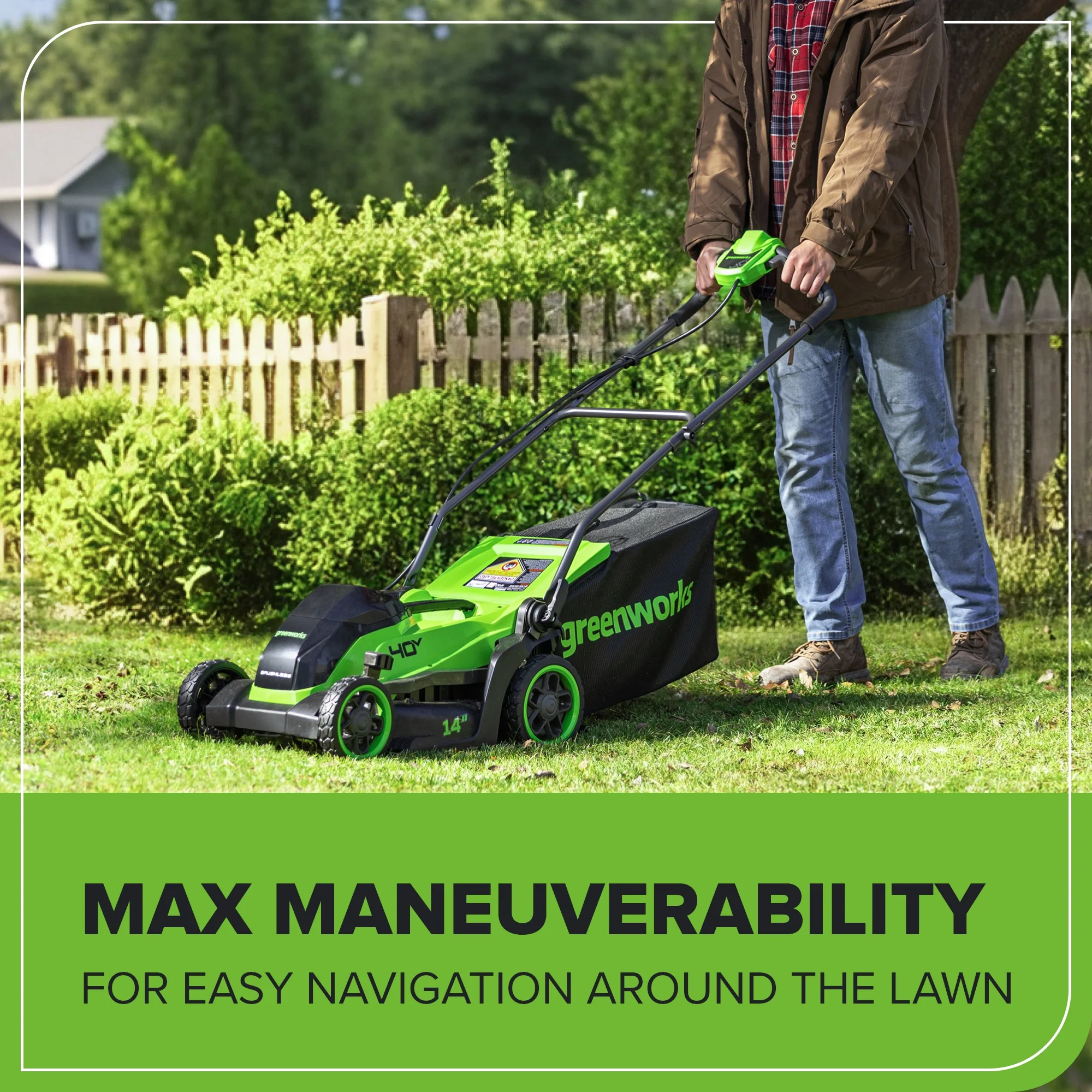 40V 14" Cordless Battery BL Push Lawn Mower: 4.0 Ah Battery and Charger, LM1414 - Image 8