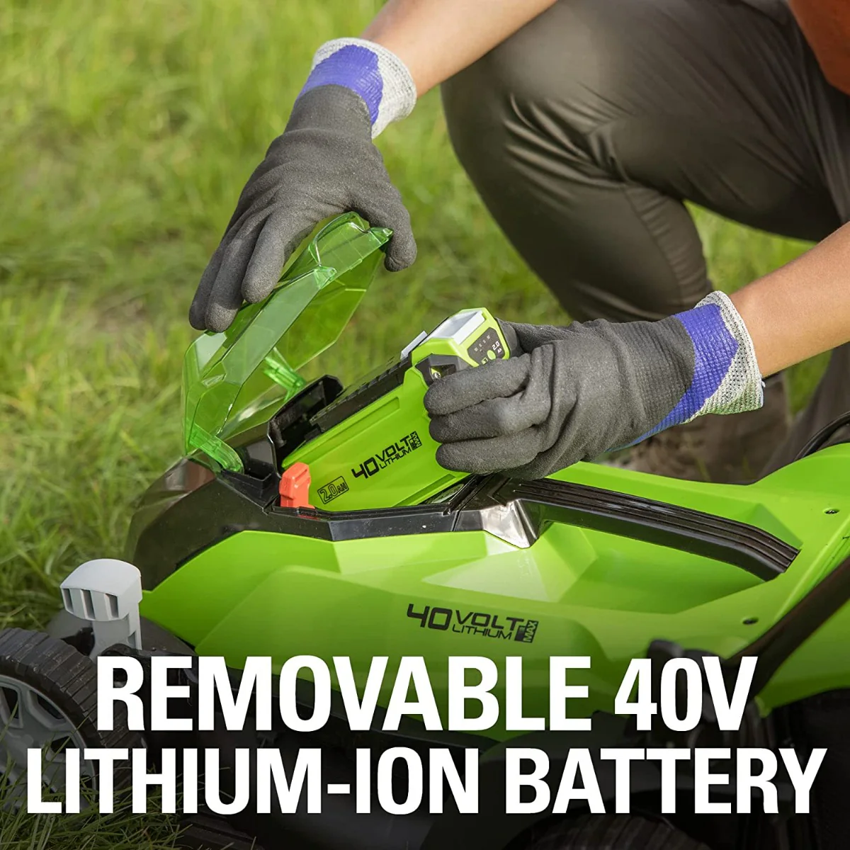 40V 14" Cordless Battery Push Lawn Mower: 4.0 Ah Battery and Charger, LM1404 - Image 4
