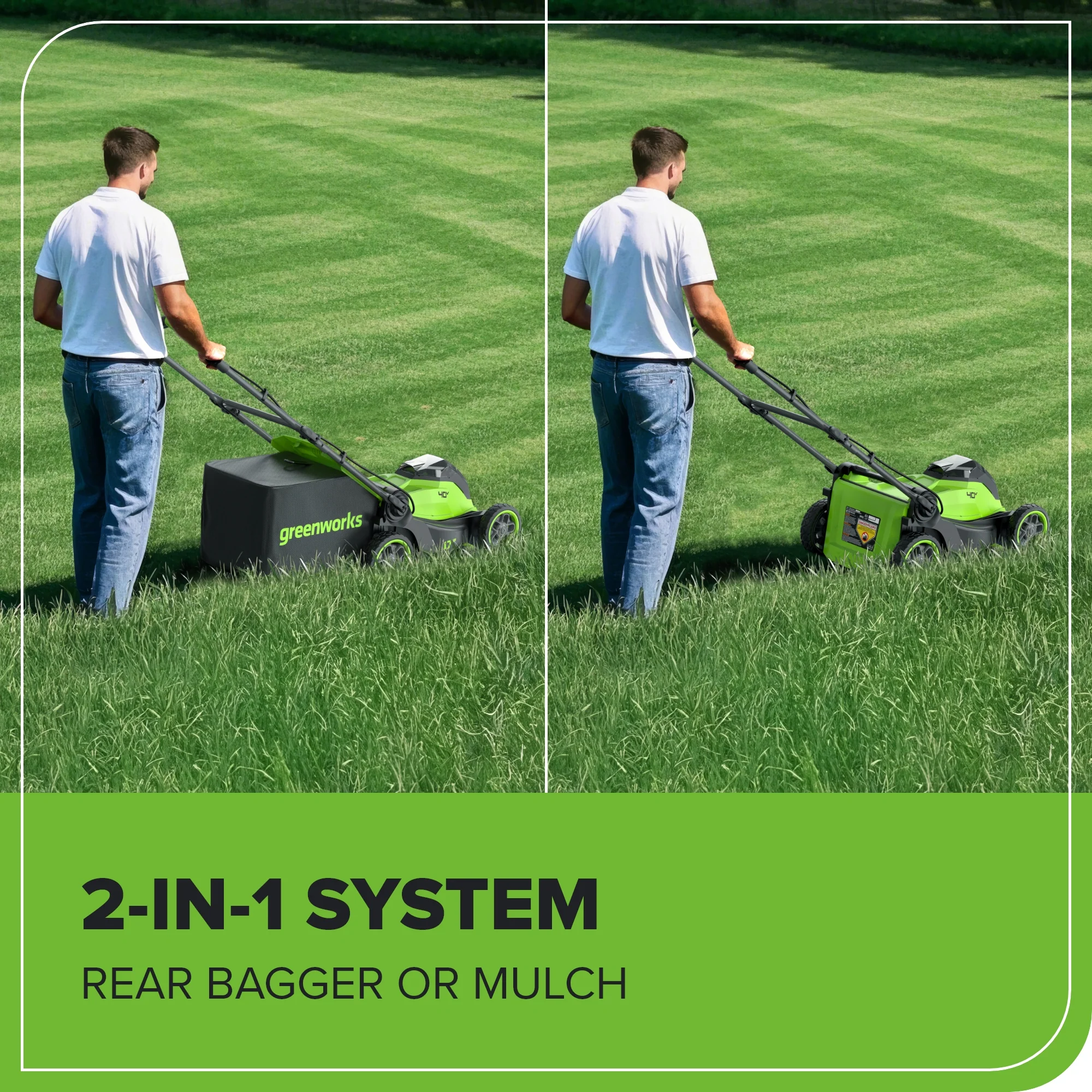 40V 17" Cordless Battery Brushless Push Lawn Mower: 4.0 Ah Battery and Charger, LM1724 - Image 9