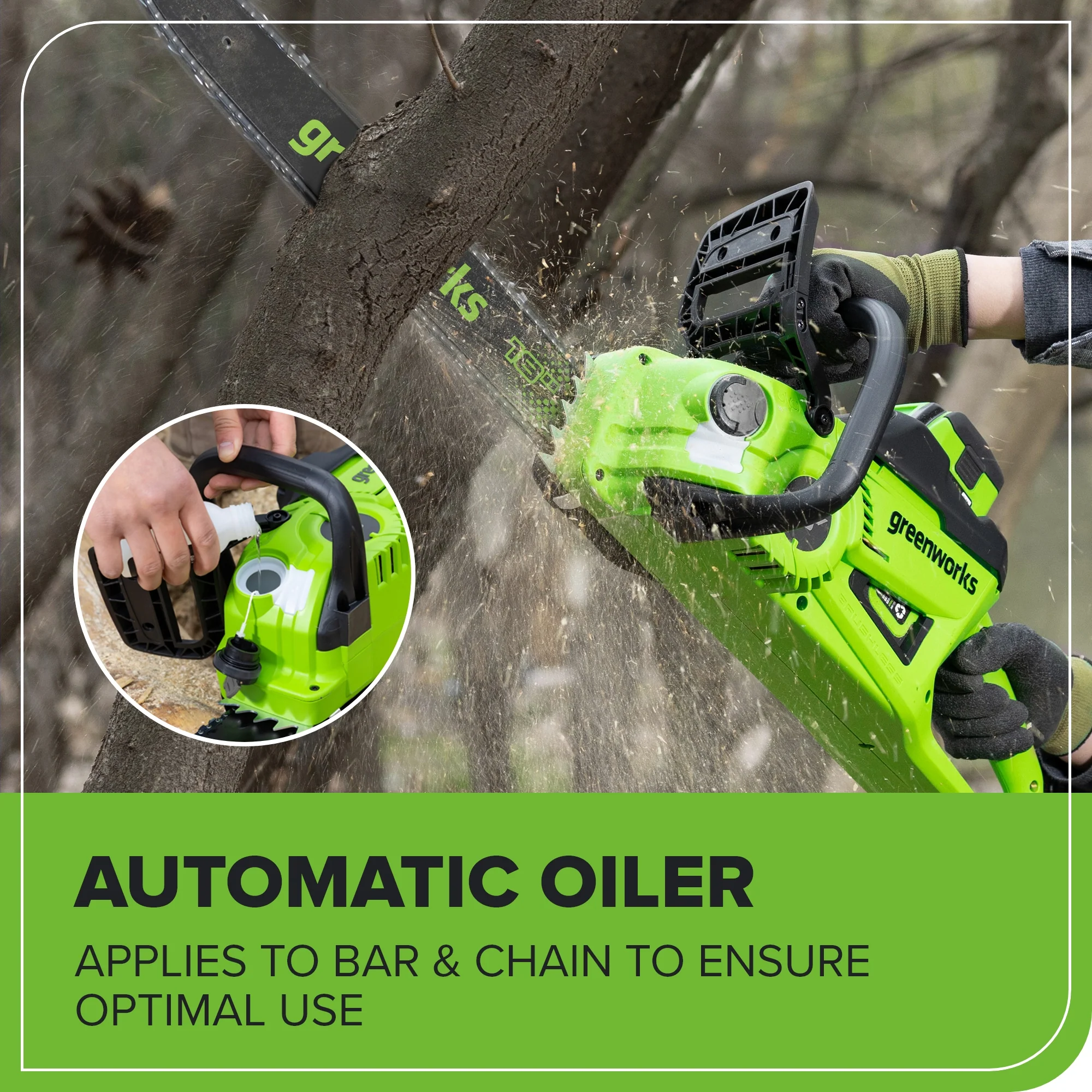 40V 18" Cordless Battery 2.0 kW Chainsaw: 5.0 Ah Battery and 5A Charger - Image 8