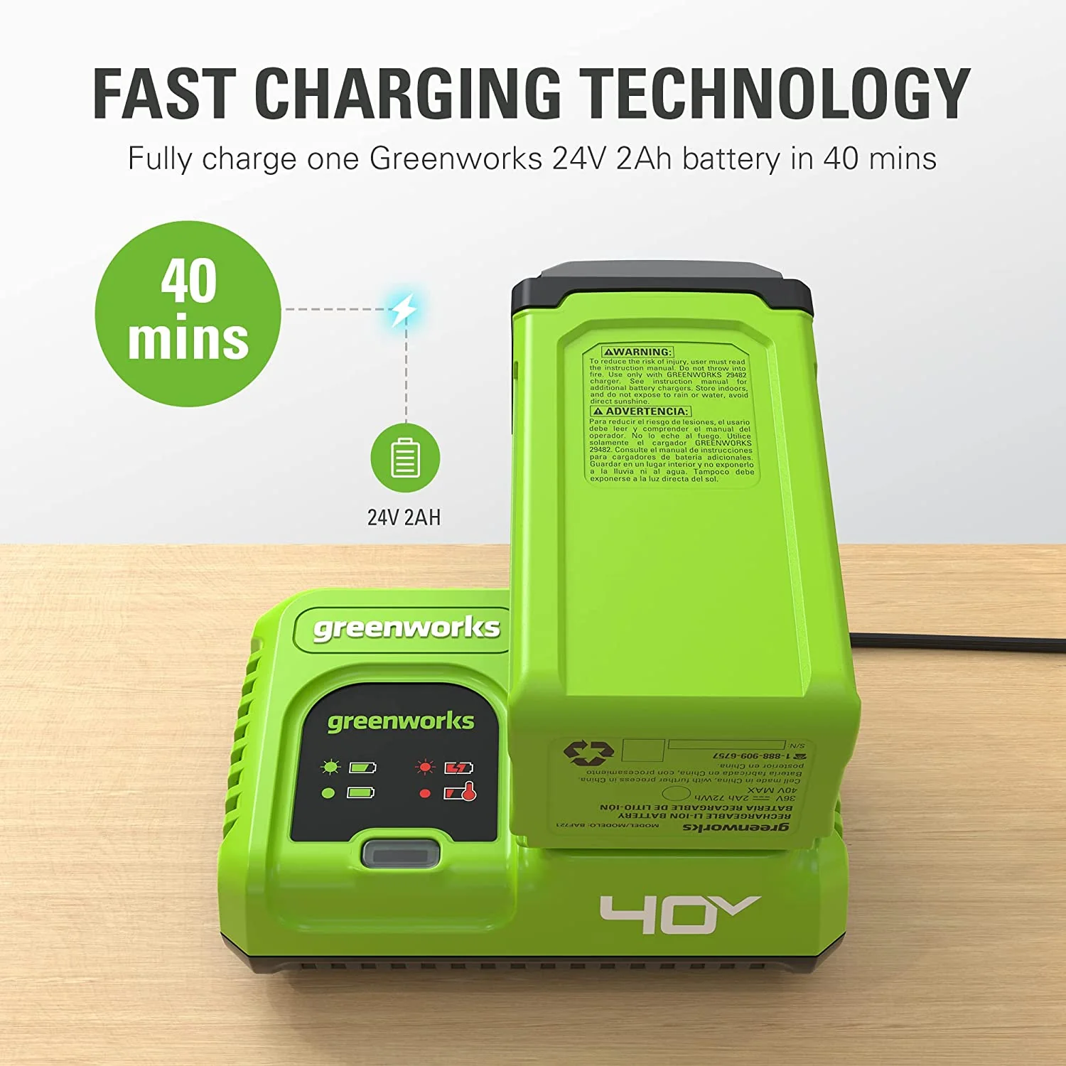 40V 2.5 Ah Batteries and Charger Combo Kit - Image 12