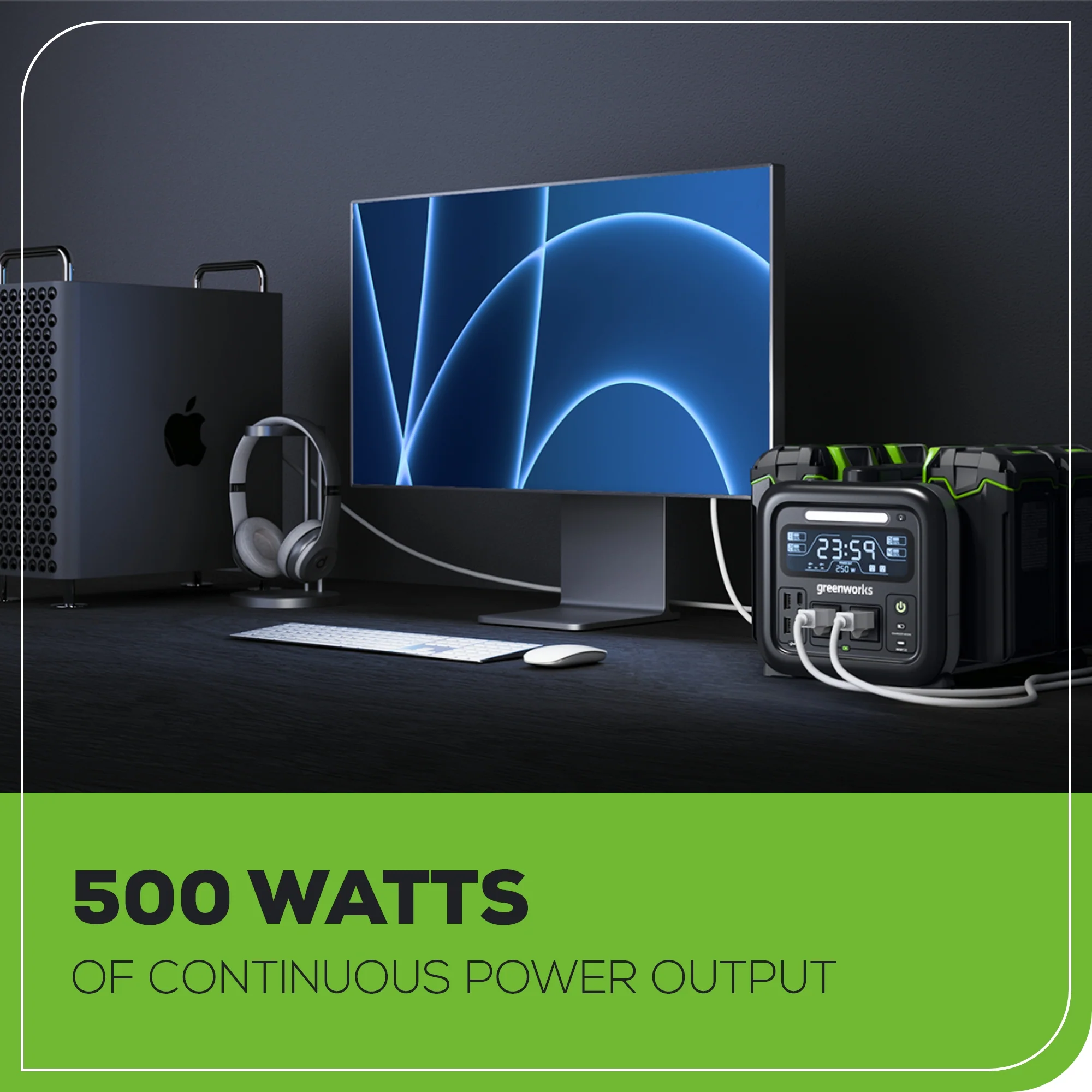 40V 500W 4-Slot Inverter Portable Power Station, (4) 4.0 Ah Batteries and Built-In Charger - Image 4