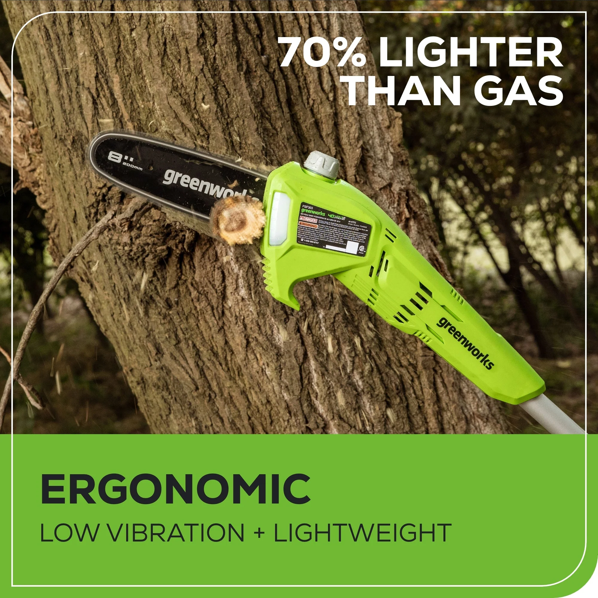 40V 8" Cordless Battery Pole Saw (Tool Only) - Image 6