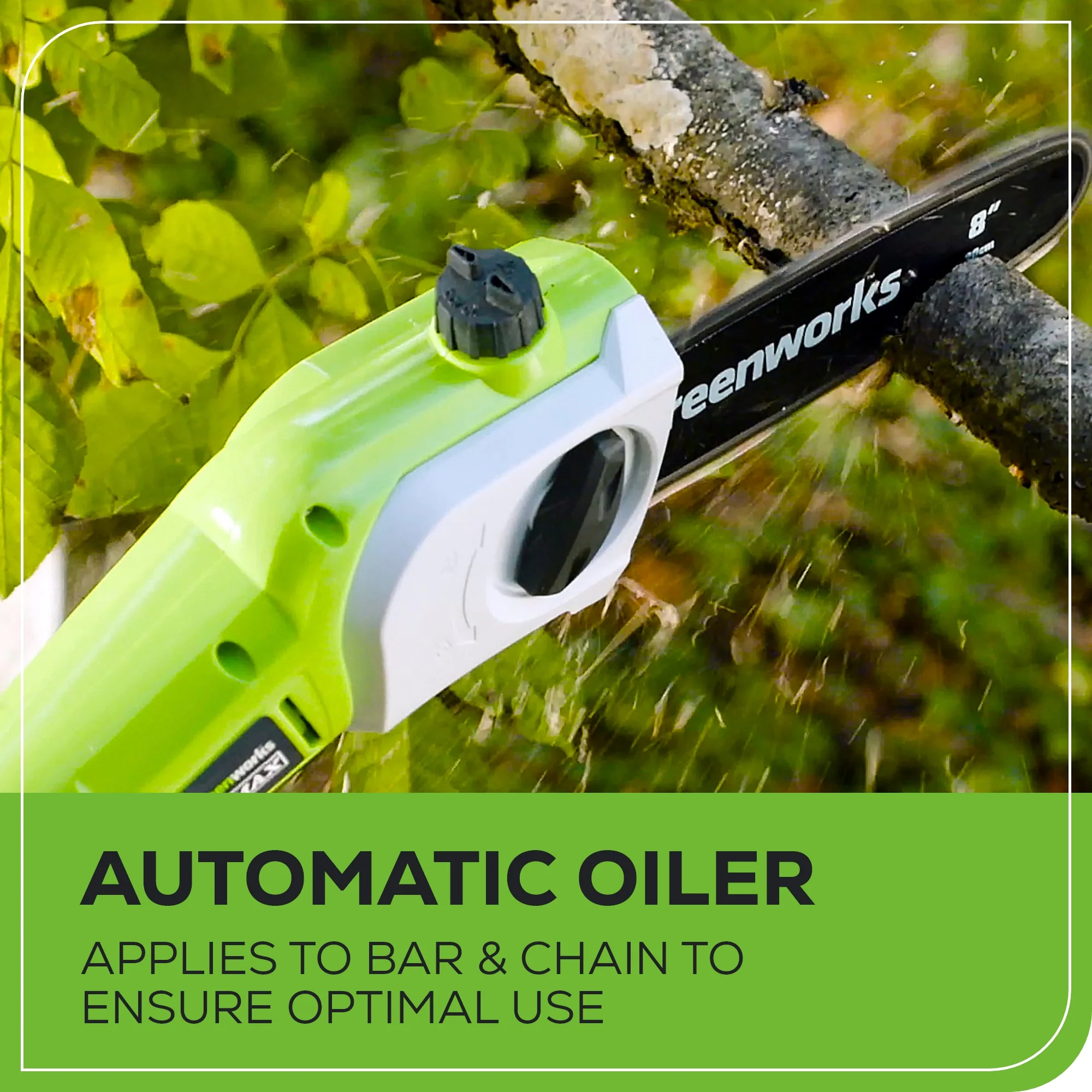 40V 8" Cordless Battery Pole Saw and Hedge Trimmer Attachment: 2.0 Ah Battery and Charger - Image 5