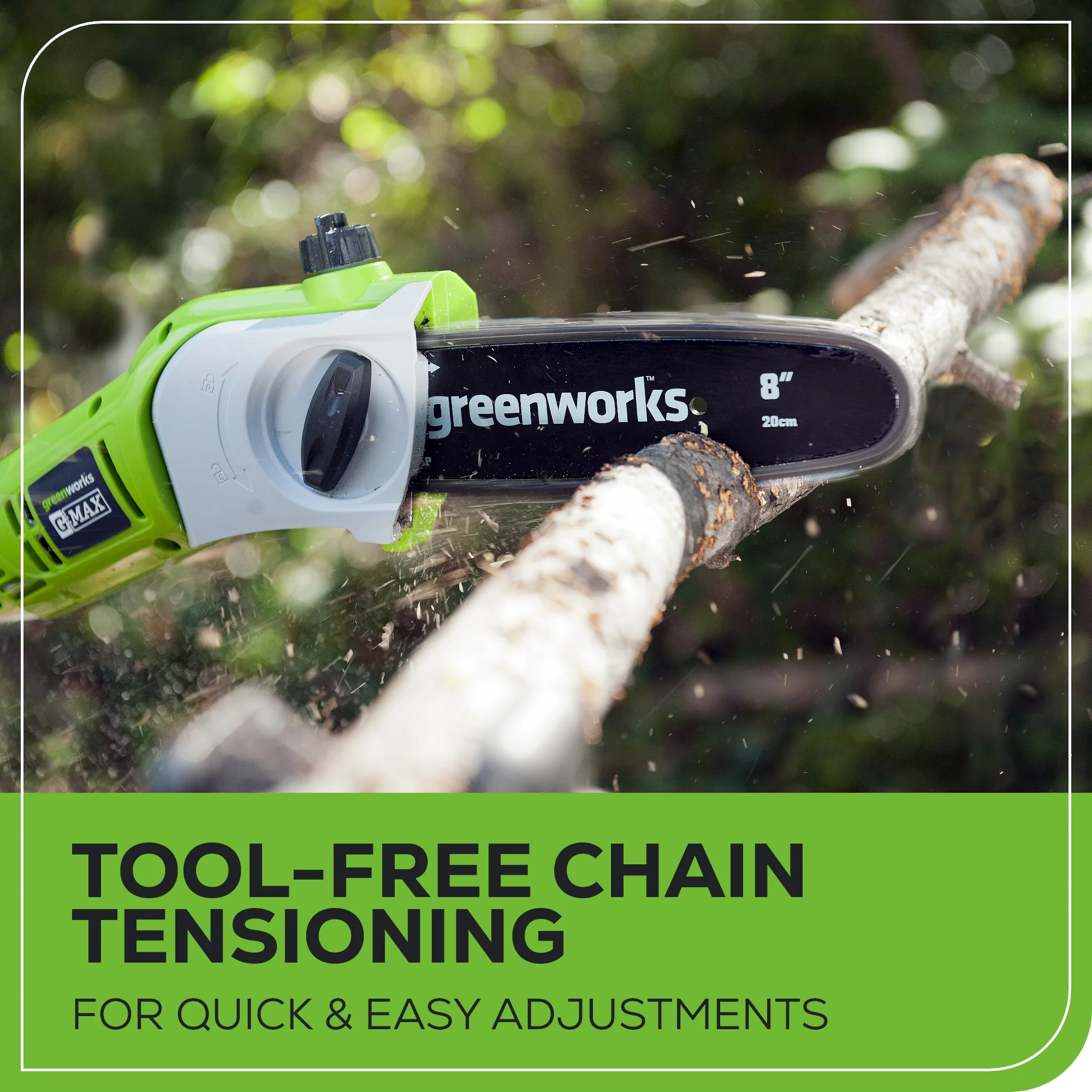 40V 8" Cordless Battery Pole Saw and Hedge Trimmer Attachment: 2.0 Ah Battery and Charger - Image 6