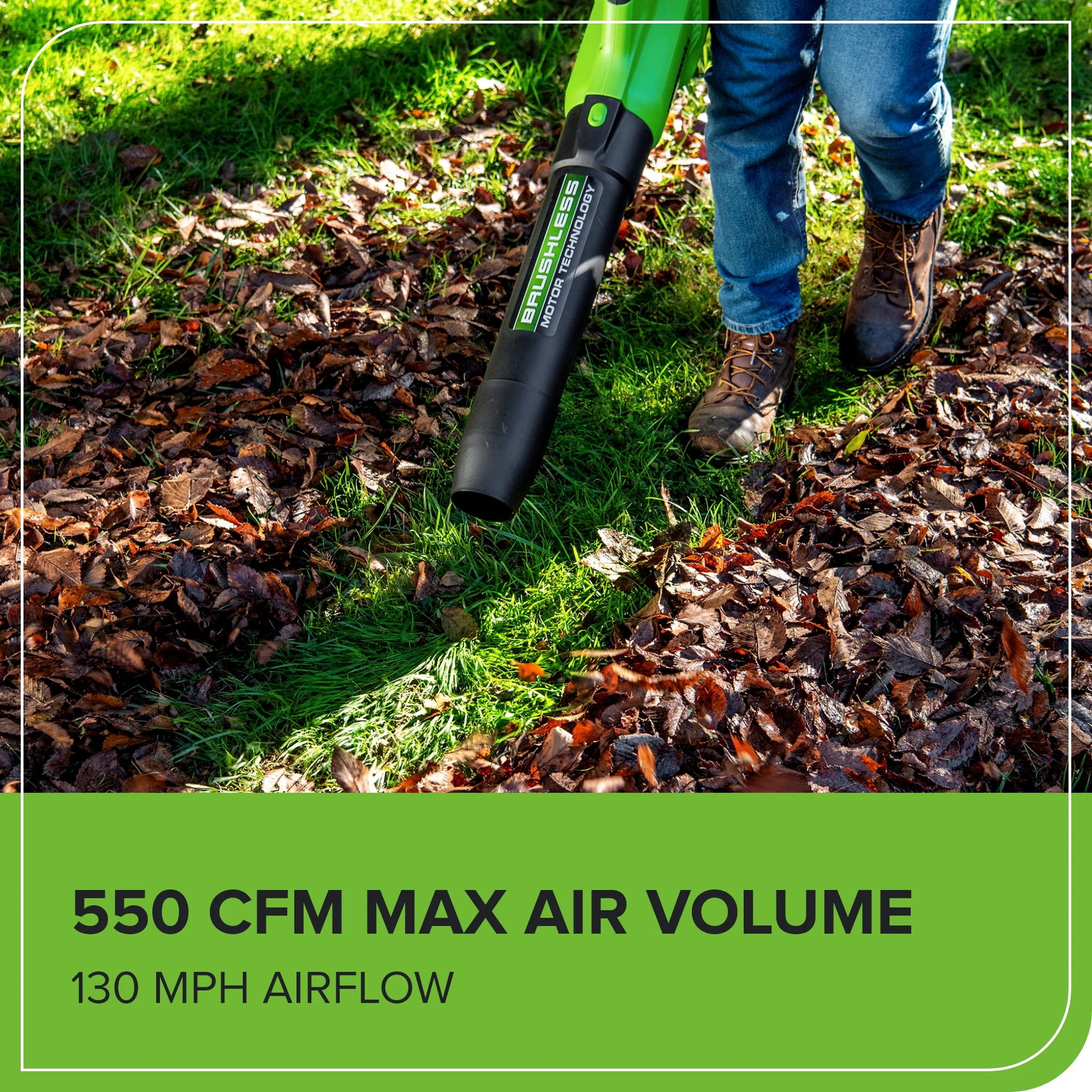 40V 550 CFM Cordless Battery Leaf Blower w/ 4.0 Ah Battery & Charger - Image 8