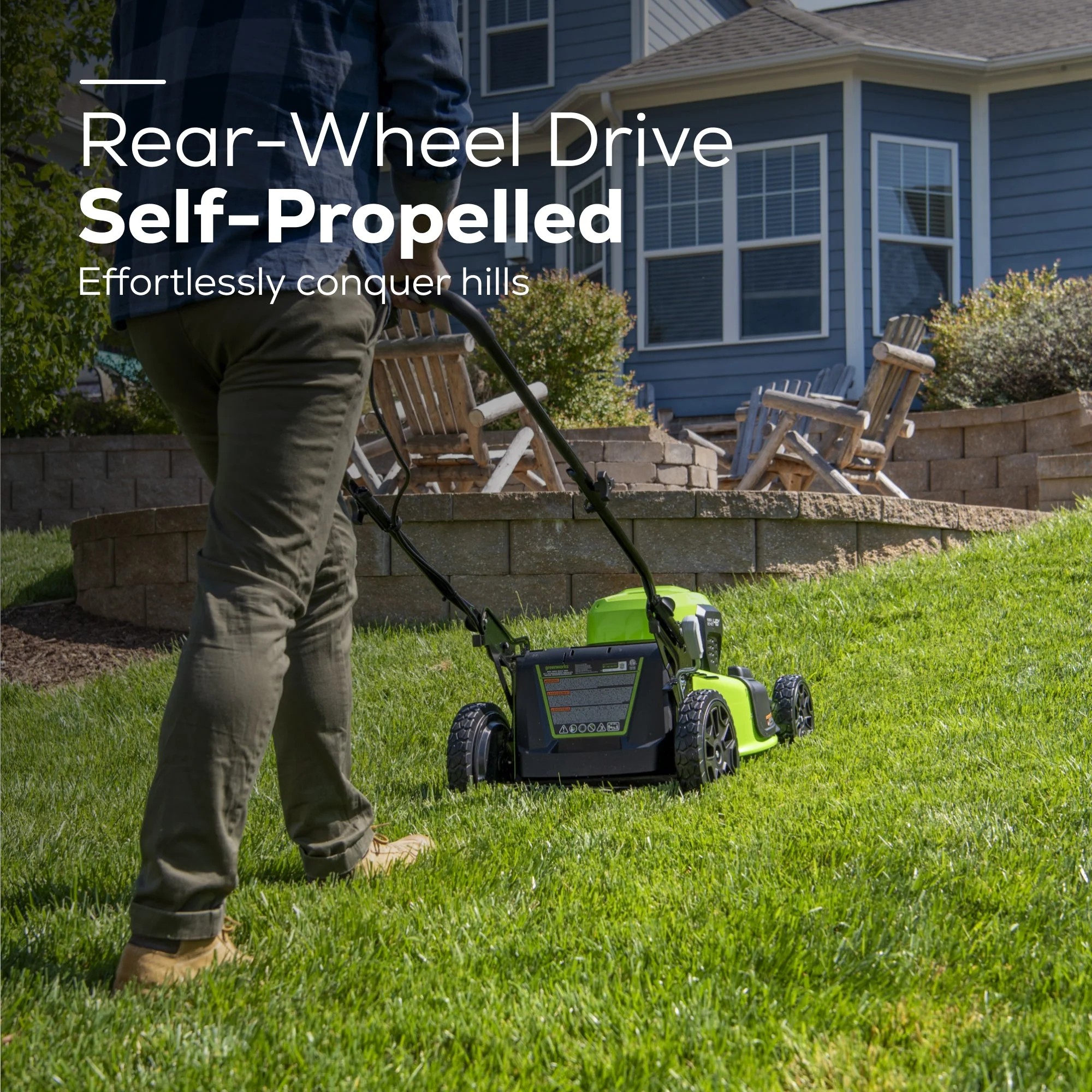 48V (24V x 2) 21" Cordless Battery Self-Propelled Mower 3PC Combo Kit: (2) 5.0Ah Batteries,(1) 2.0 Ah Battery,(1) Dual-Port Rapid Charger and (1) 2A Charger - Image 7