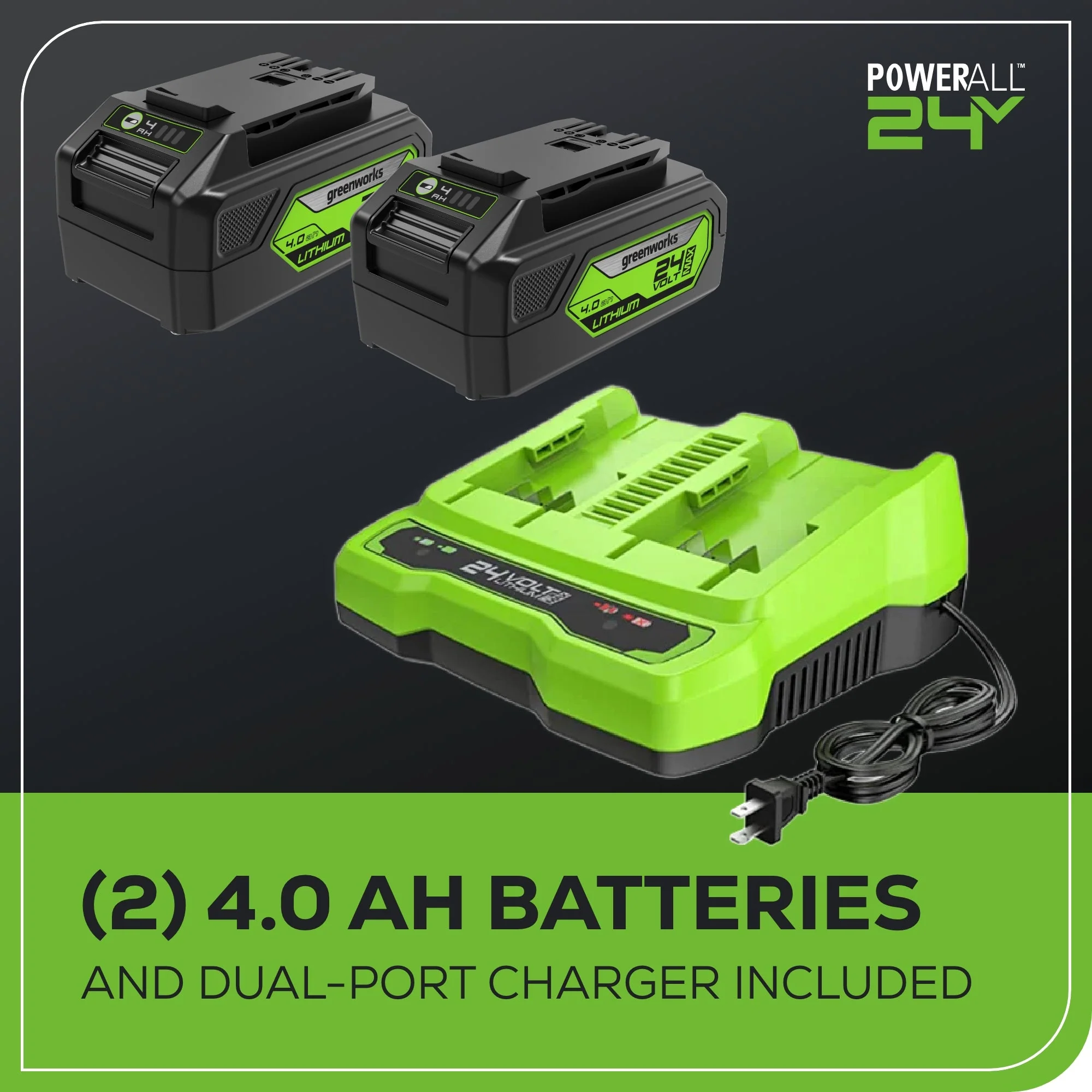48V (24V x 2) 14" Cordless Battery Chainsaw: (2) 4.0 Ah USB Batteries and Dual-Port Charger - Image 10