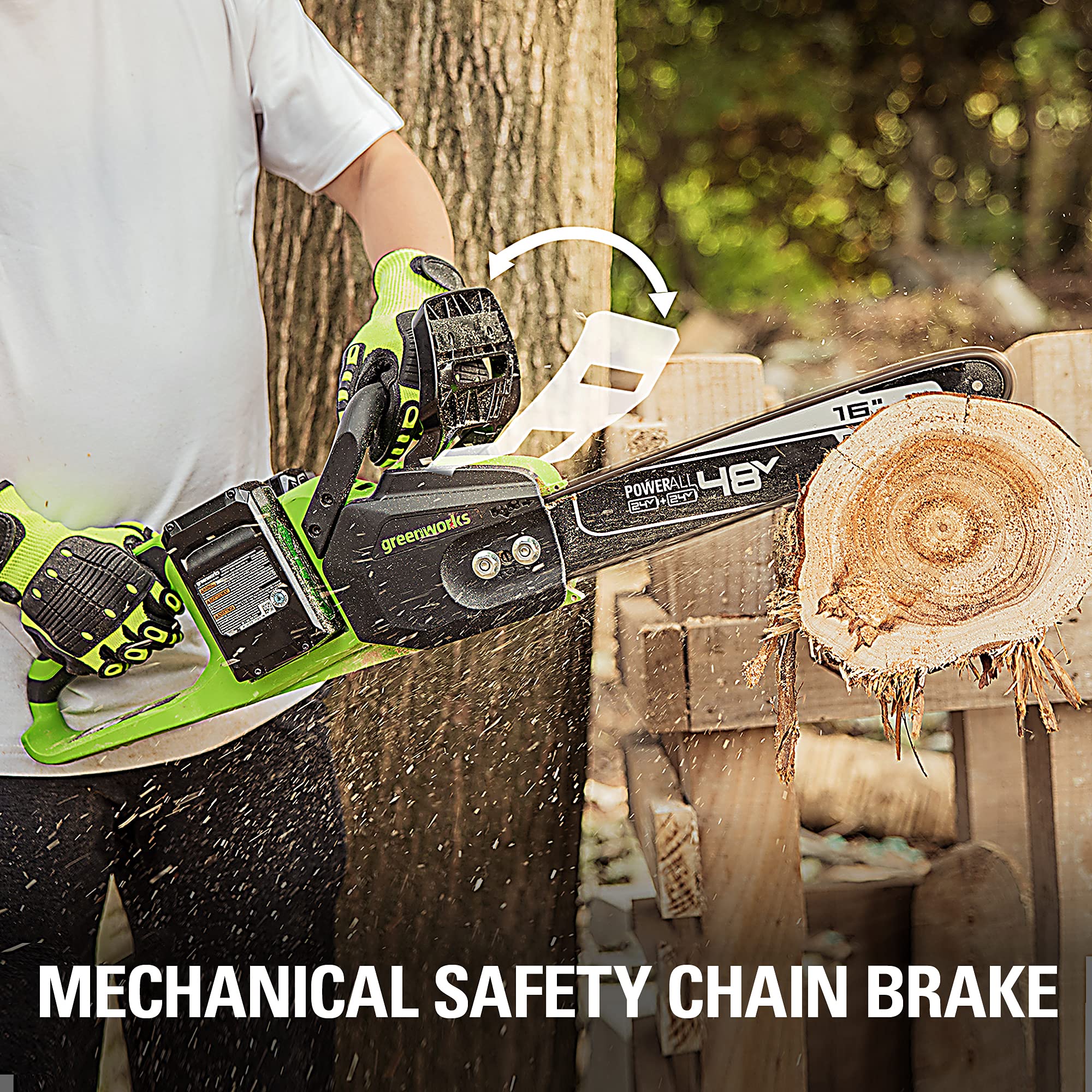 48V (24V x 2) 16" Cordless Battery Chainsaw: (2) 4.0 Ah USB Batteries and Dual-Port Charger - Image 5