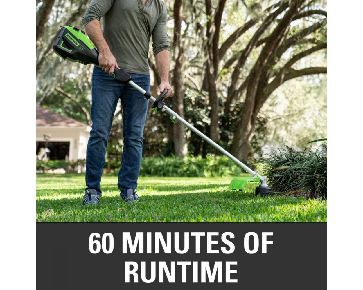 60V 16" Cordless Battery String Trimmer (Attachment Capable) and Horizontal Blower Attachment: 4.0 Ah Battery and Charger - Image 4