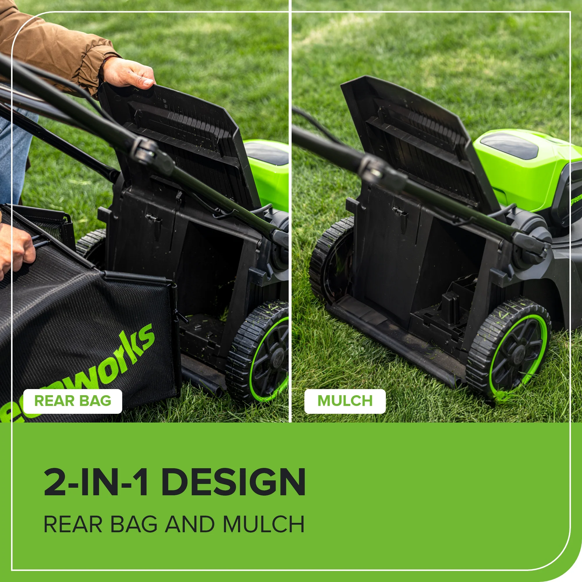 60V 17" Cordless Battery Push Lawn Mower and 13" String Trimmer Combo Kit: 4.0 Ah Battery and Charger - Image 8