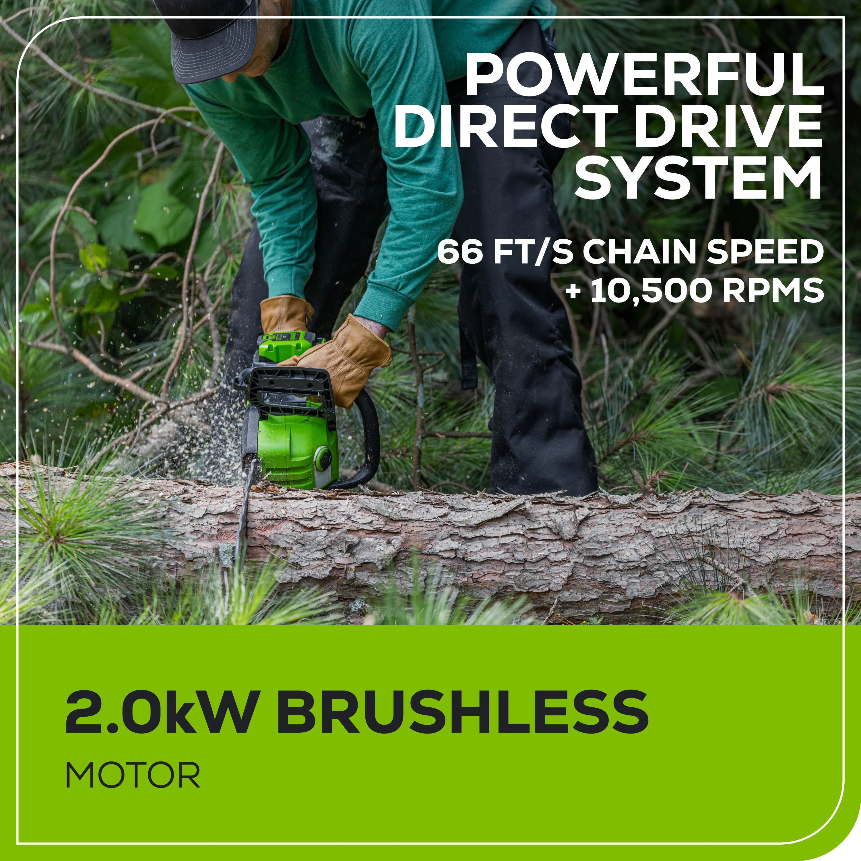 60V 18"Cordless Battery 2.0 kW Chainsaw and Hard Case, 4Ah Battery and Charger - Image 8