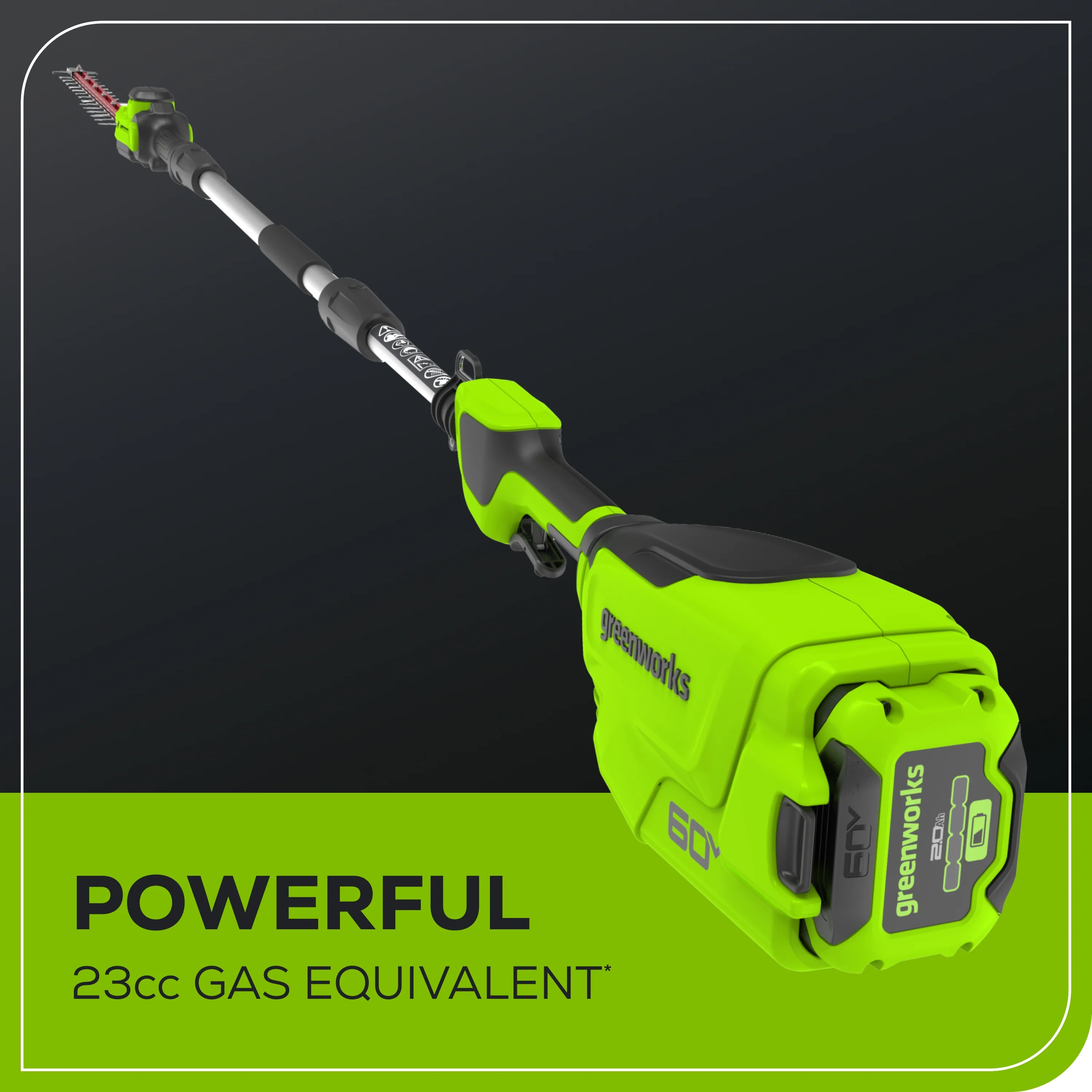 60V 20" 6-position Cordless Battery Pole Hedge w/ 2Ah Battery and 3A Charger - Image 4