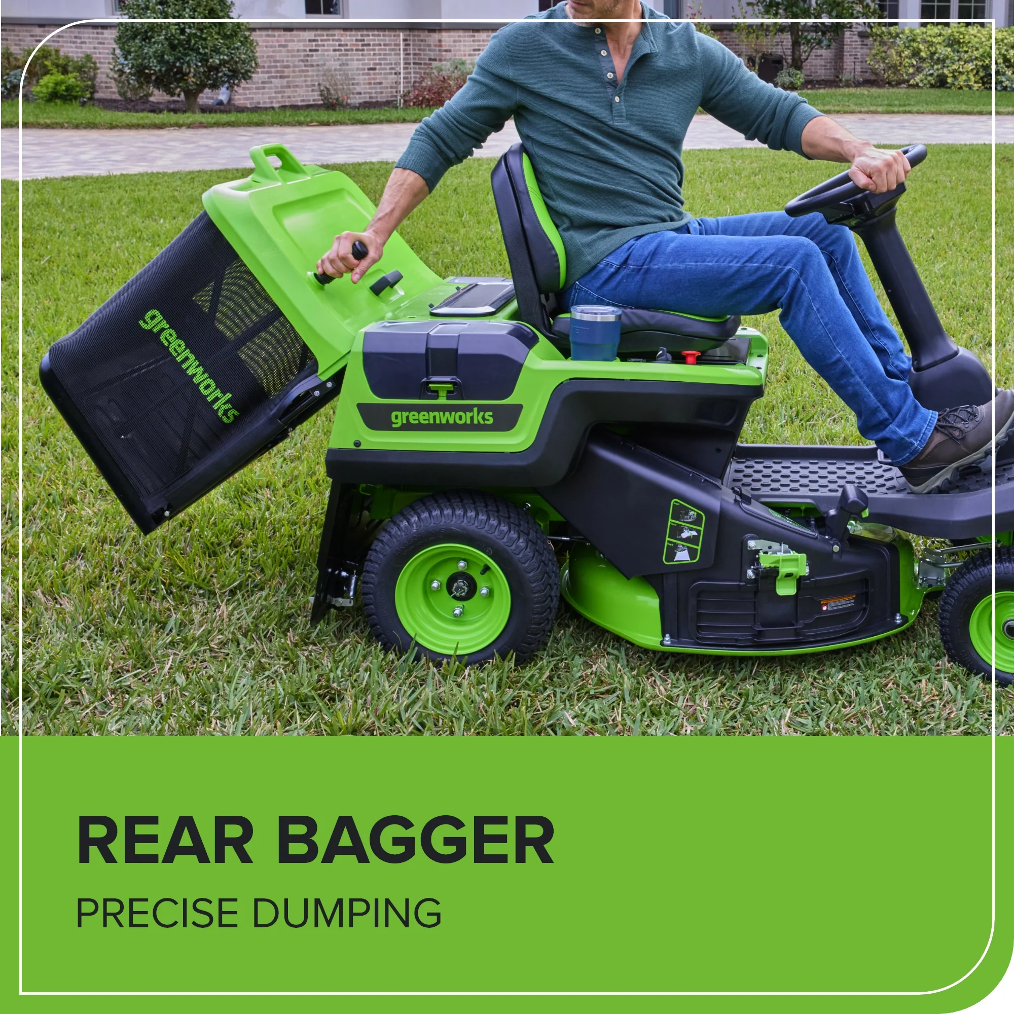 60V 30" CrossoverT Riding Lawn Tractor, Bagger Included, (4) 8.0 Ah (1) 20.0Ah Batteries and 600-Watt Charger, CRT3062 - Image 8