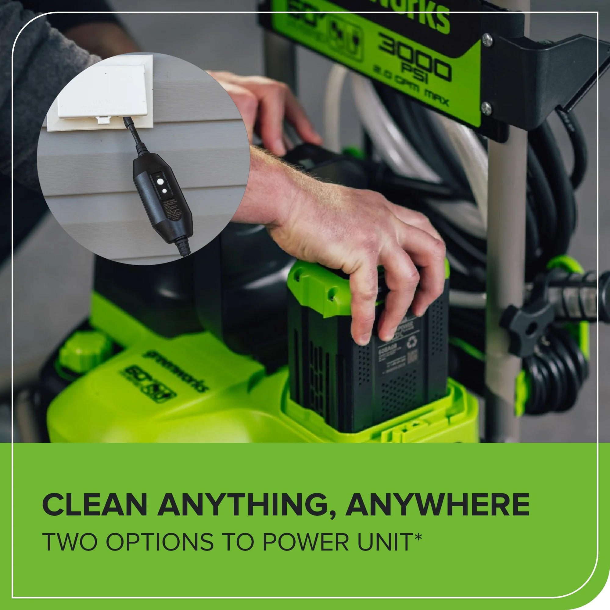 Corded/60V 3000-PSI 2.0 GPM Electric Pressure Washer: (2) 5.0Ah Batteries and Dual-Port Charger - Image 7