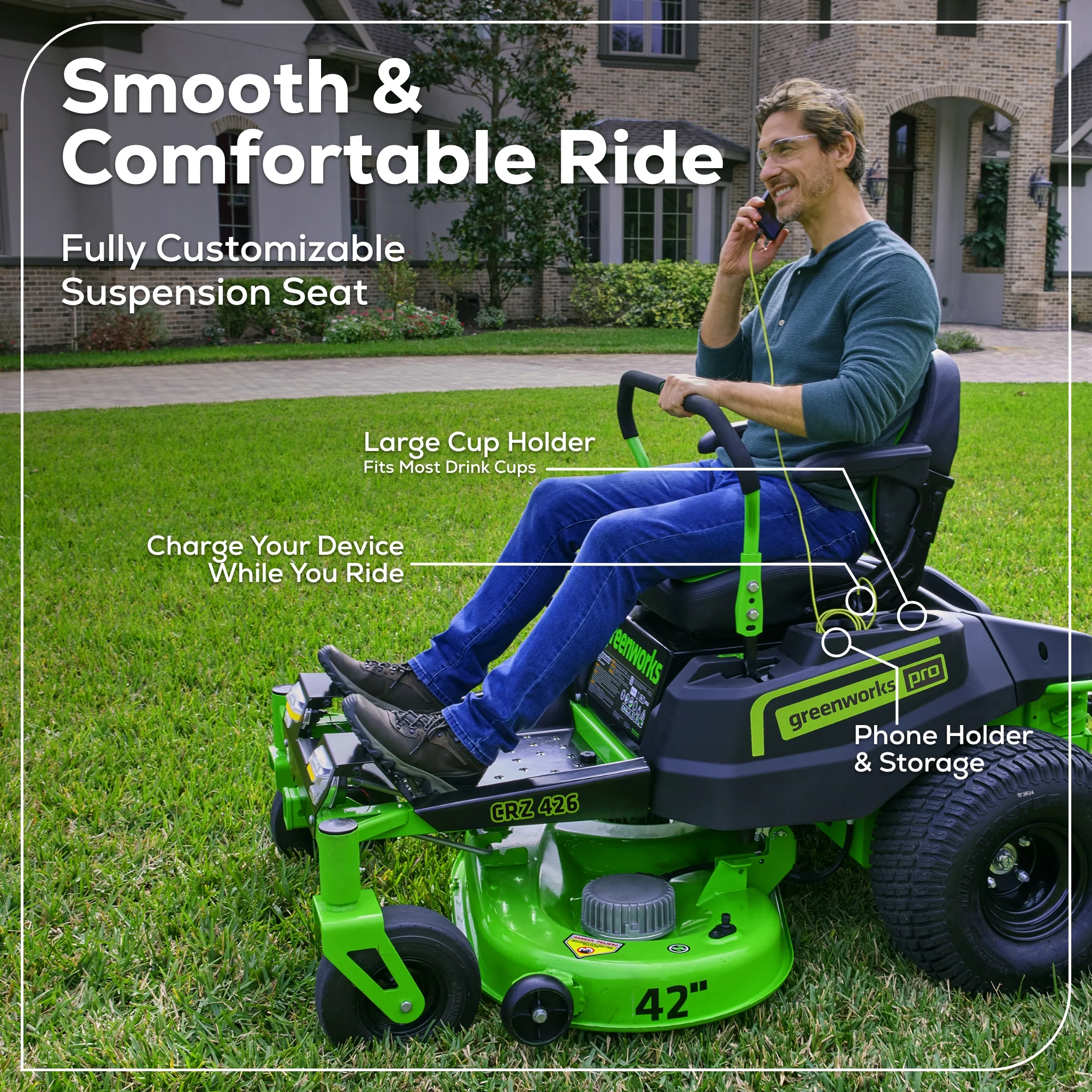60V 42" Electric CrossoverZ Zero Turn Mower with (4) 8 Ah Batteries and (2) Dual-Port Turbo Chargers, CRZ4262 - Image 14