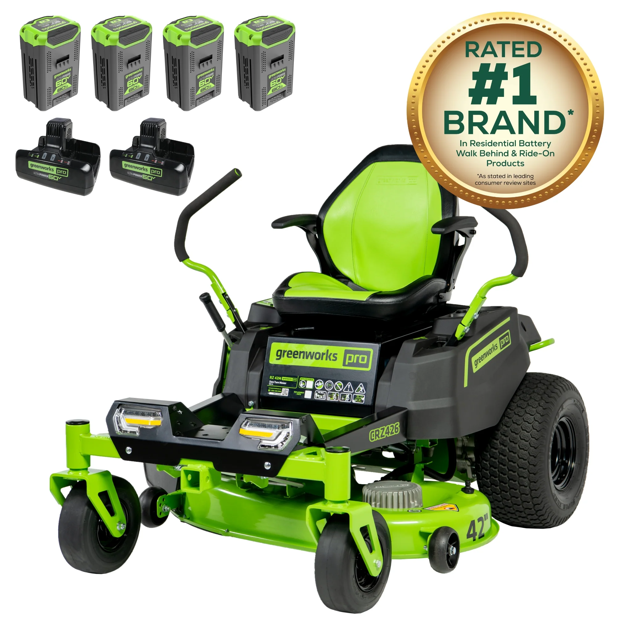 60V 42" Electric CrossoverZ Zero Turn Mower with (4) 8 Ah Batteries and (2) Dual-Port Turbo Chargers, CRZ4262 - Image 3