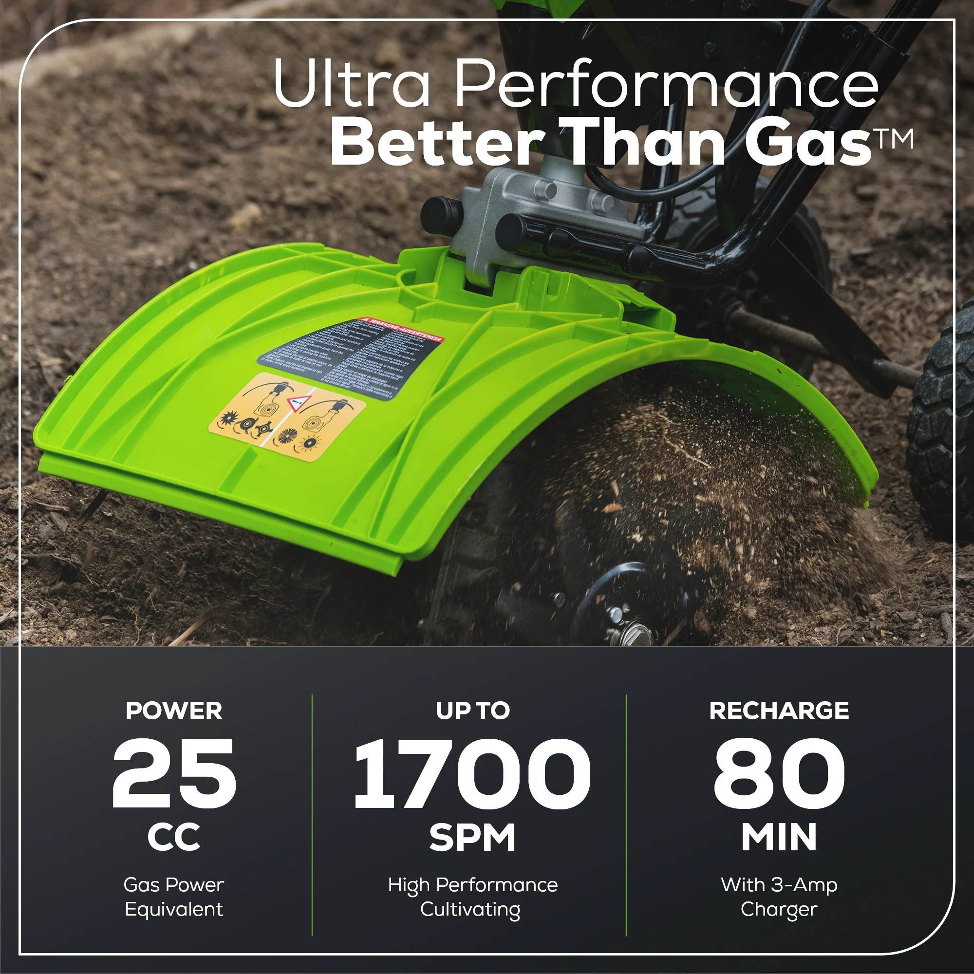 60V 8" Cordless Battery Cultivator / Tiller (Tool Only) - Image 3