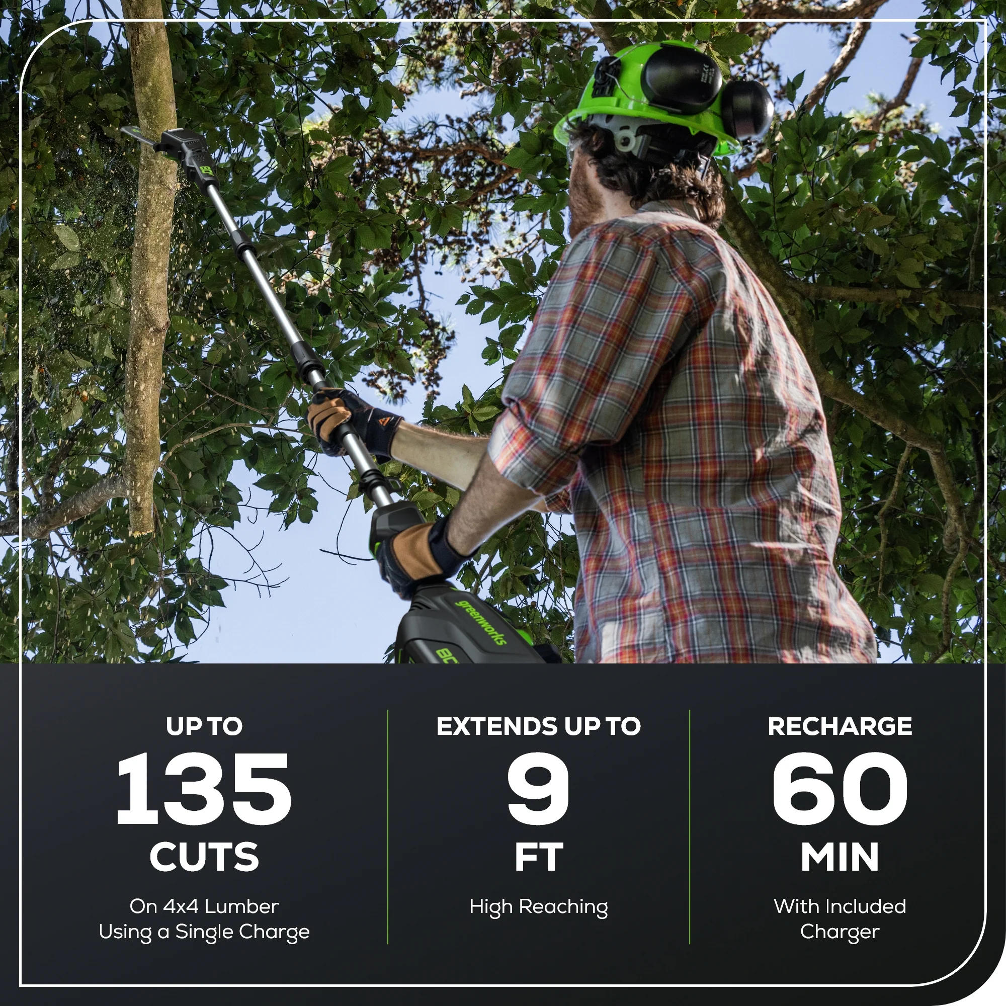 80V Pro 10" Cordless Battery Pole Saw: 2.0 Ah Battery and Charger - Image 4